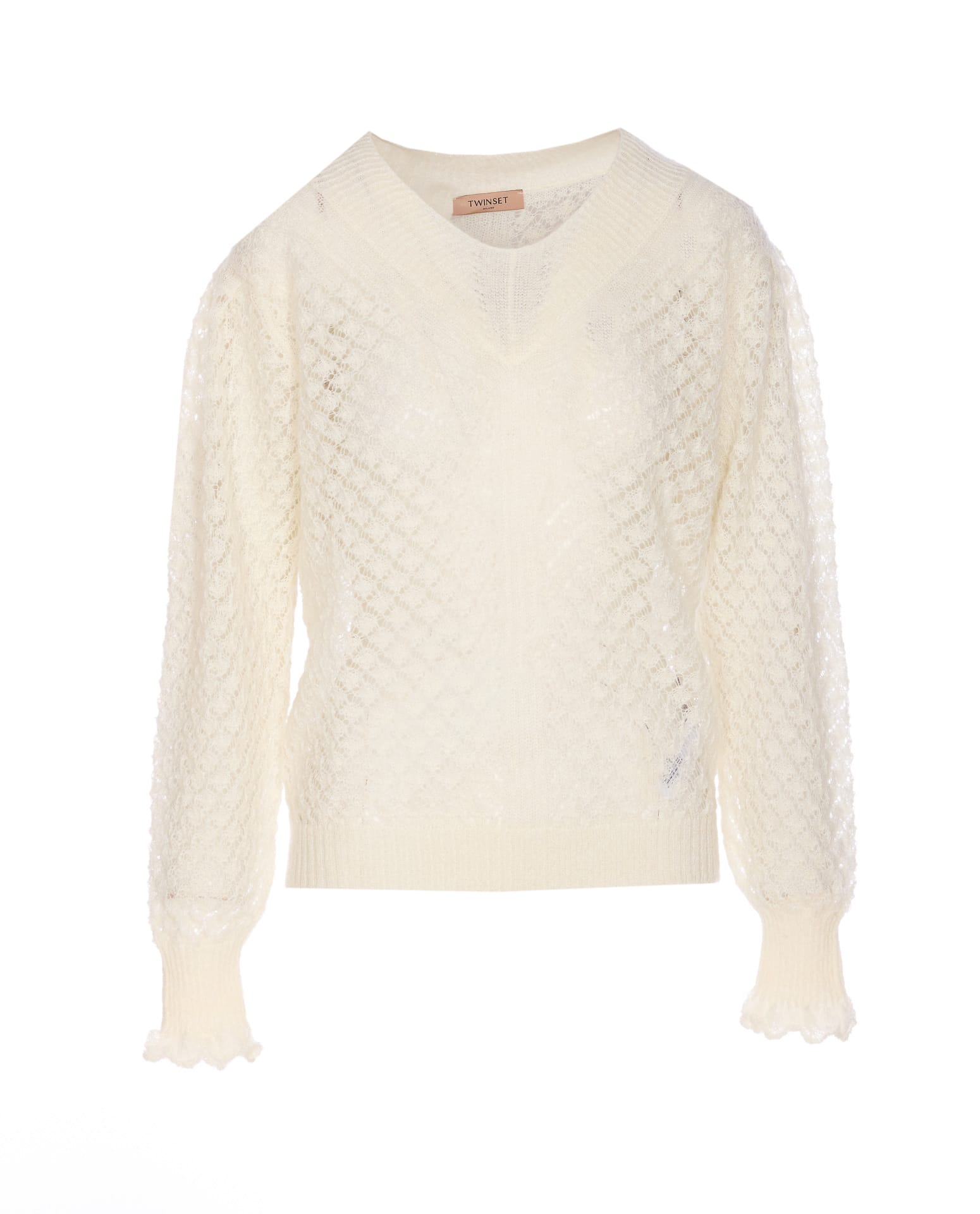 Twinset Pull En Mohair Mélangé In White