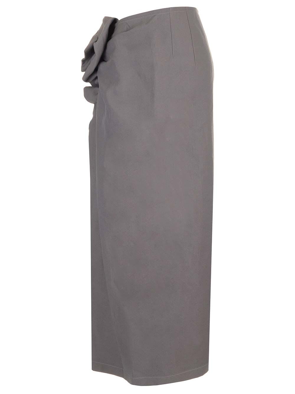 Shop Dries Van Noten Wool Canvas Midi Skirt In Grey