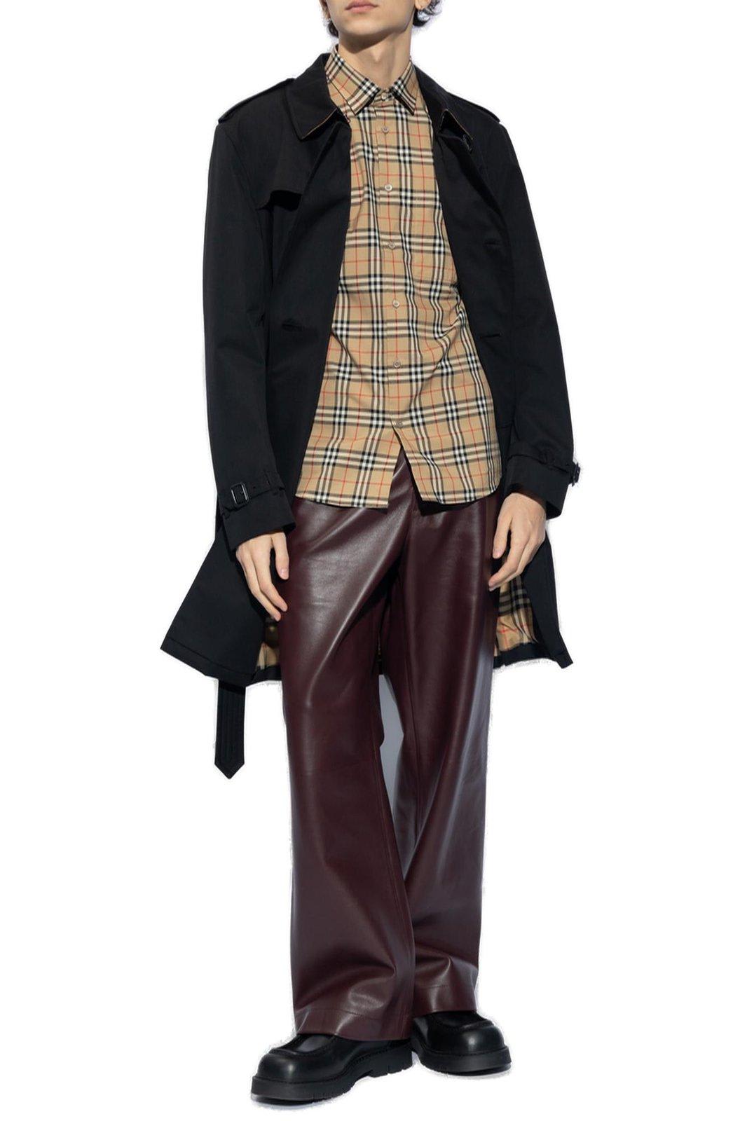 Shop Burberry Belted Double-breasted Trench Coat In Nero