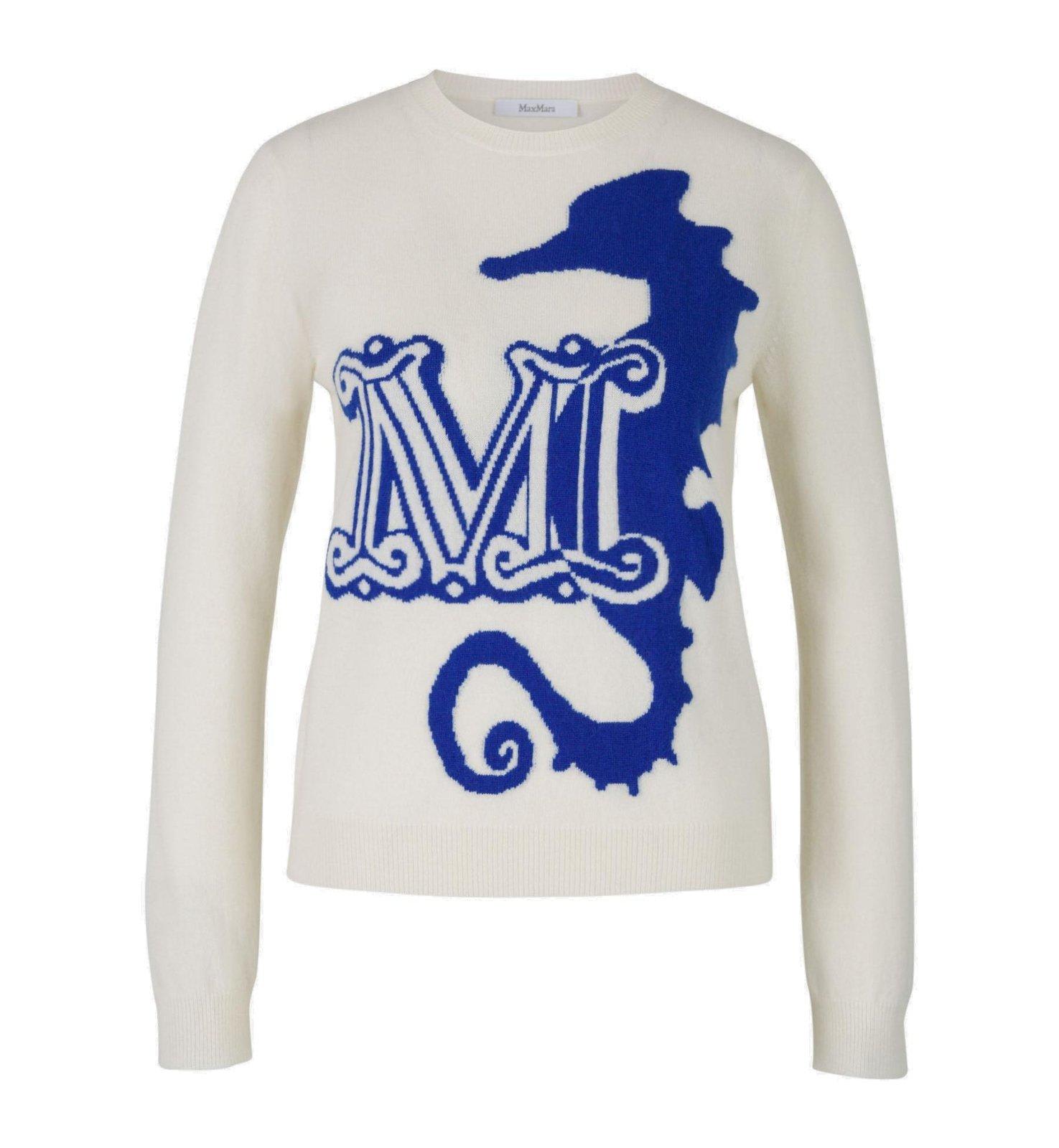 MAX MARA GRAPHIC LOGO EMBROIDERED KNIT SWEATER