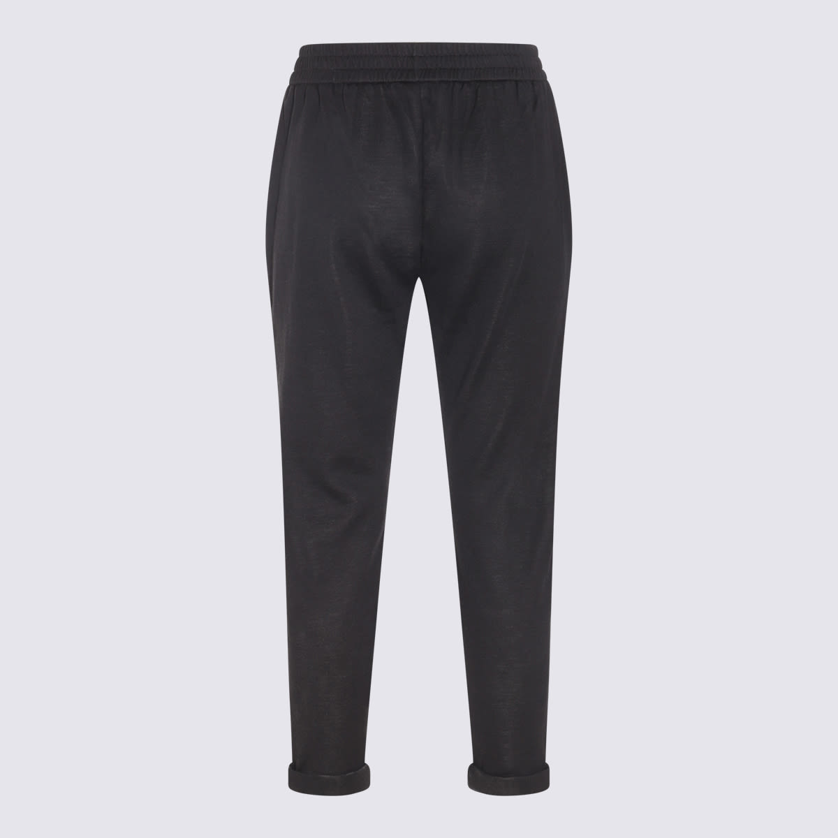 Shop Brunello Cucinelli Black Cotton-silk Blend Track Pants