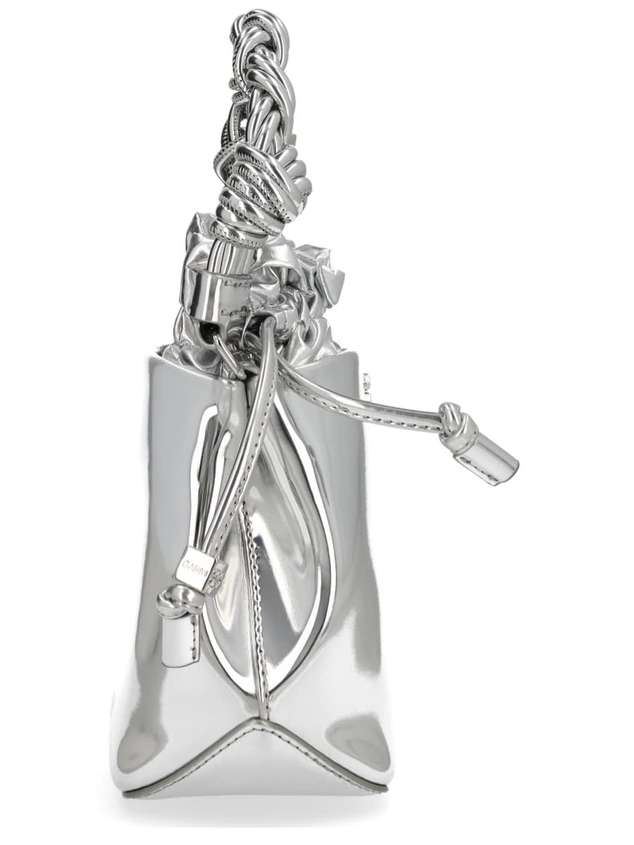 Ganni Bou Bucket Mini Bag In Silver