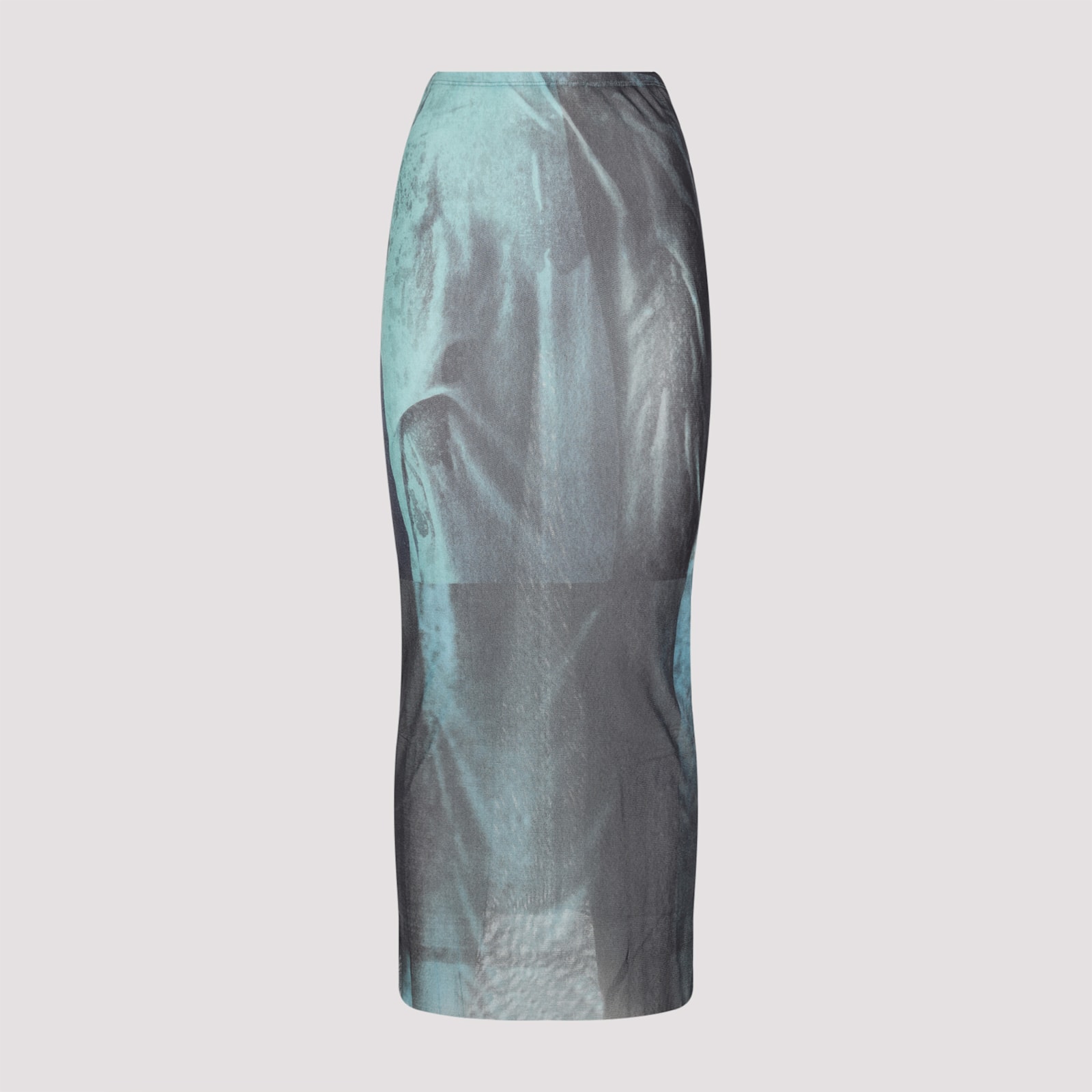Jean Paul Gaultier Mesh Printed Water Long Skirt