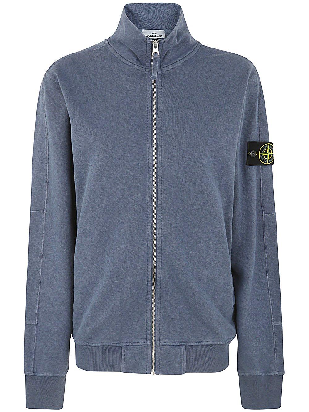 Shop Stone Island Compass-badge High-neck Zipped Sweatshirt In Dark Blue