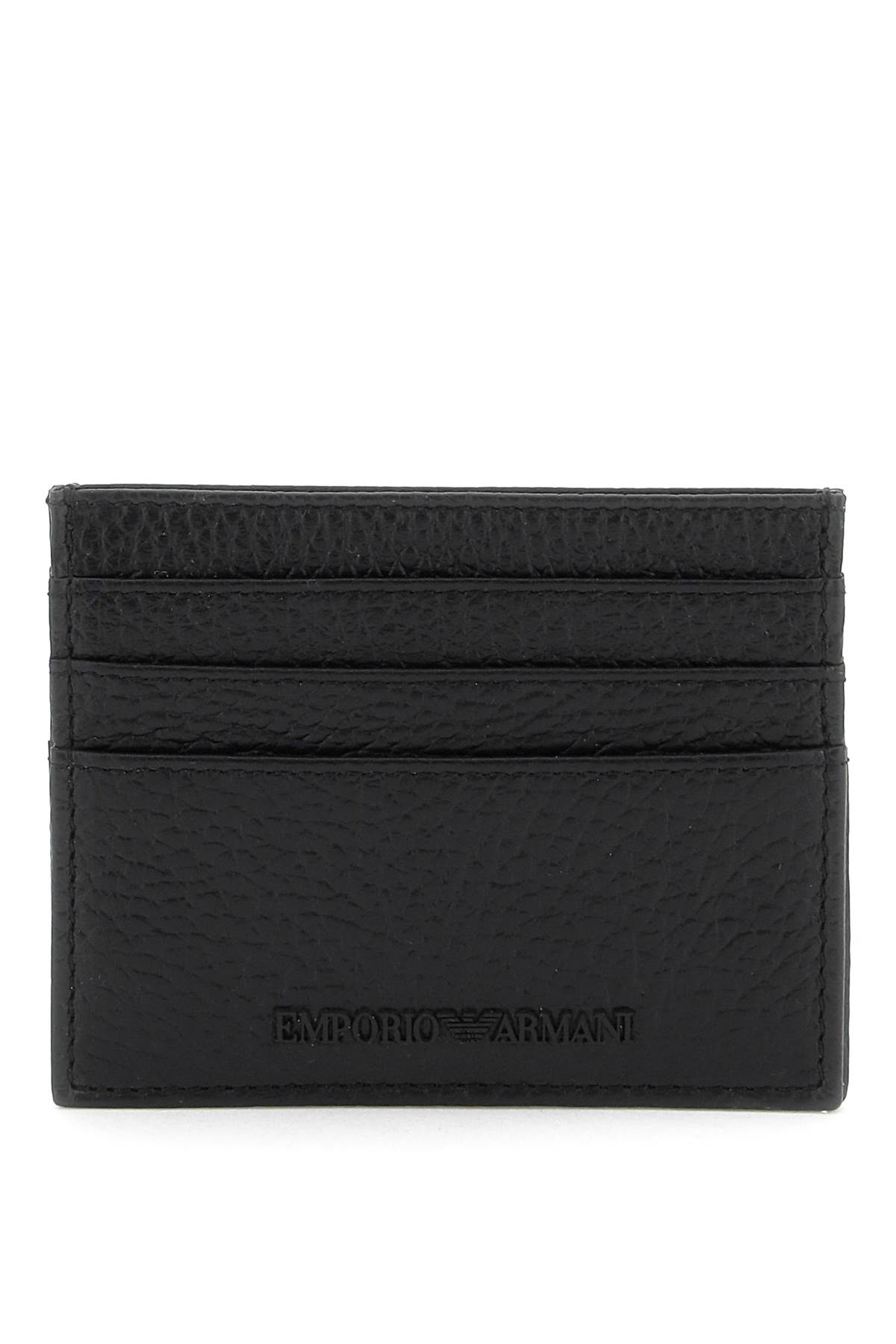 Emporio Armani Grained Leather Cardholder In Black