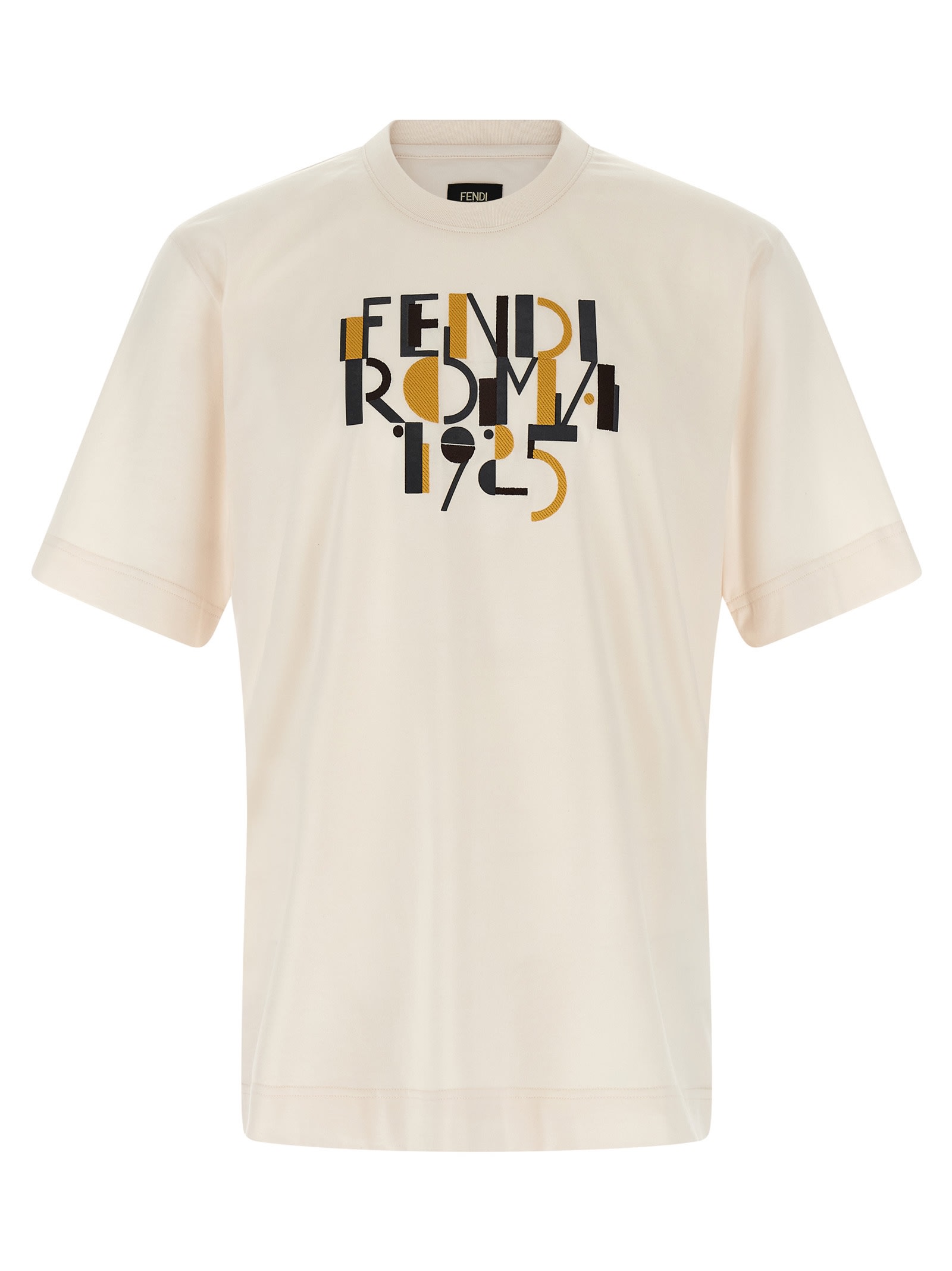 Fendi Roma 1925 Print Cotton T-shirt Clothing In White