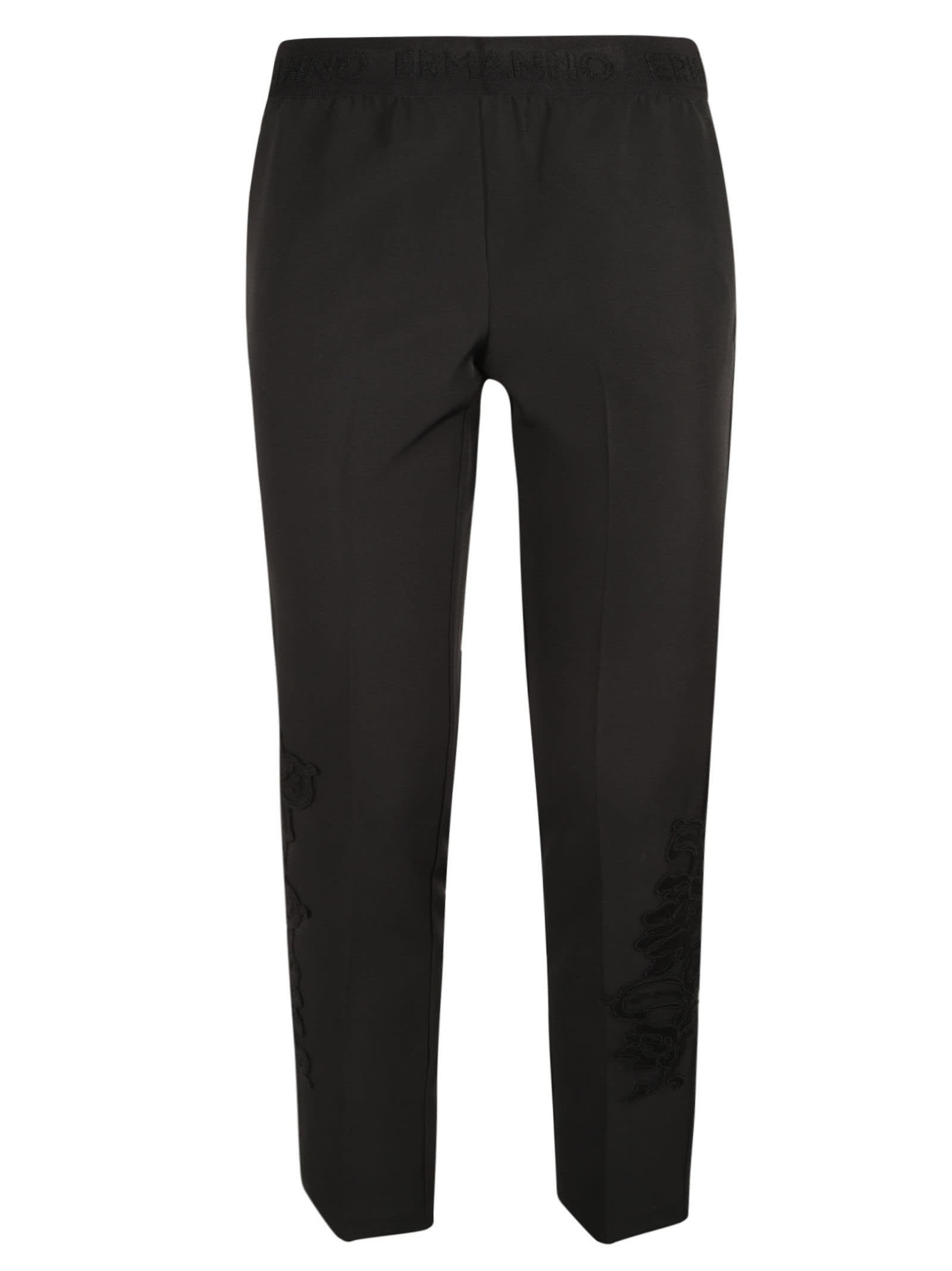 Shop Ermanno Firenze Elastic Waist Slim Trousers In Black