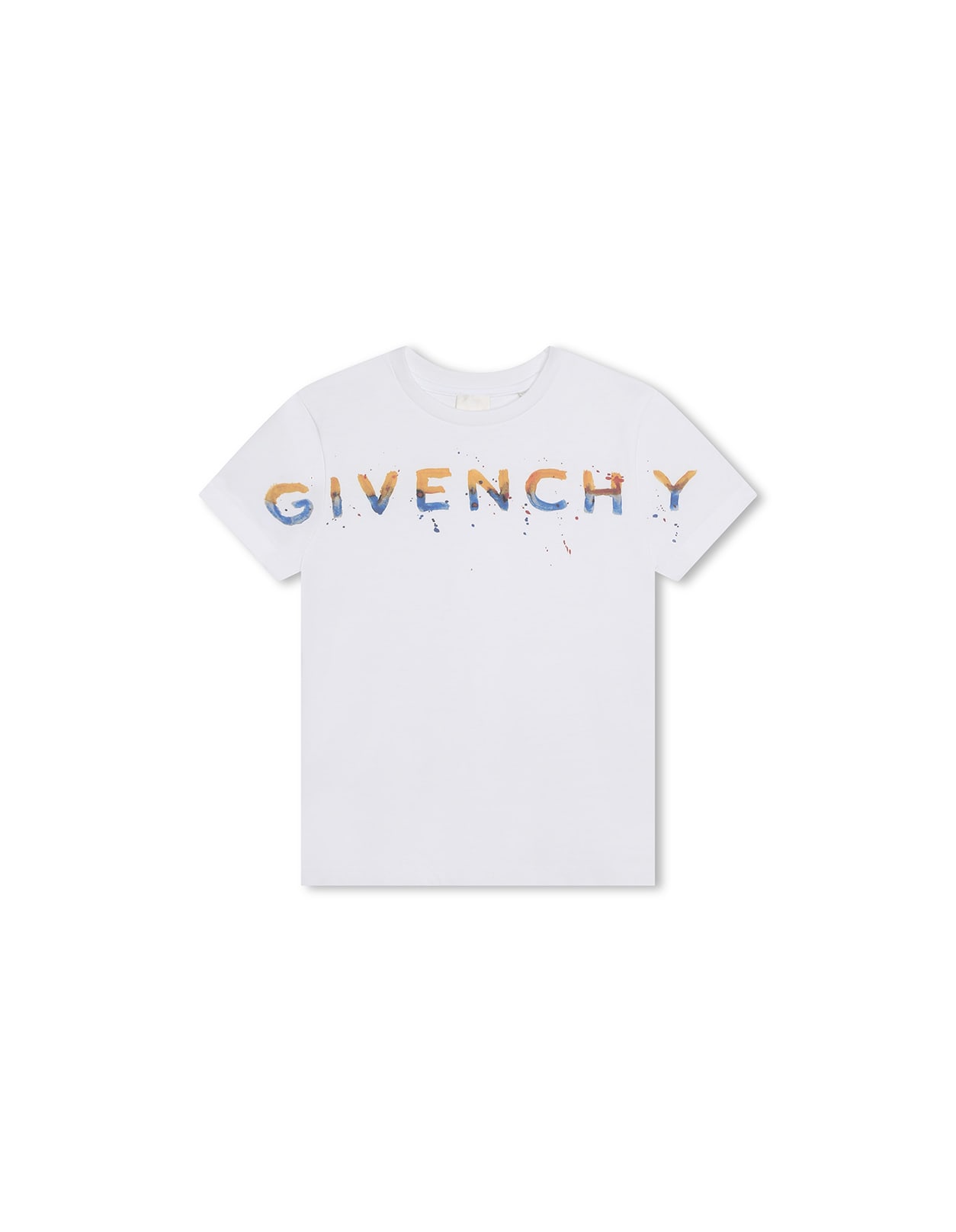 GIVENCHY WHITE T-SHIRT WITH LOGO PAINTED EFFECT