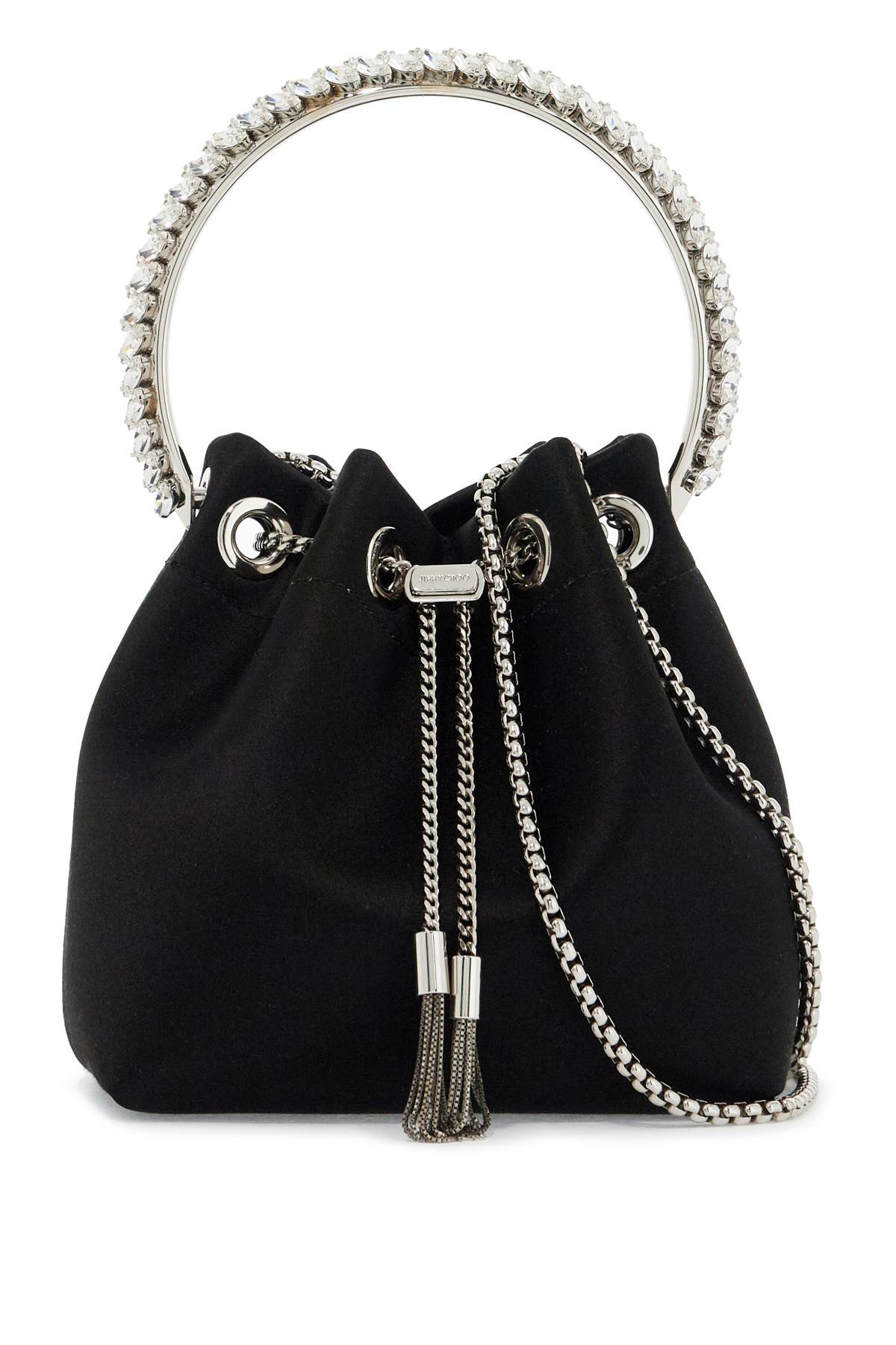 Shop Jimmy Choo Bon Bon Handbag In Black Crystal (black)