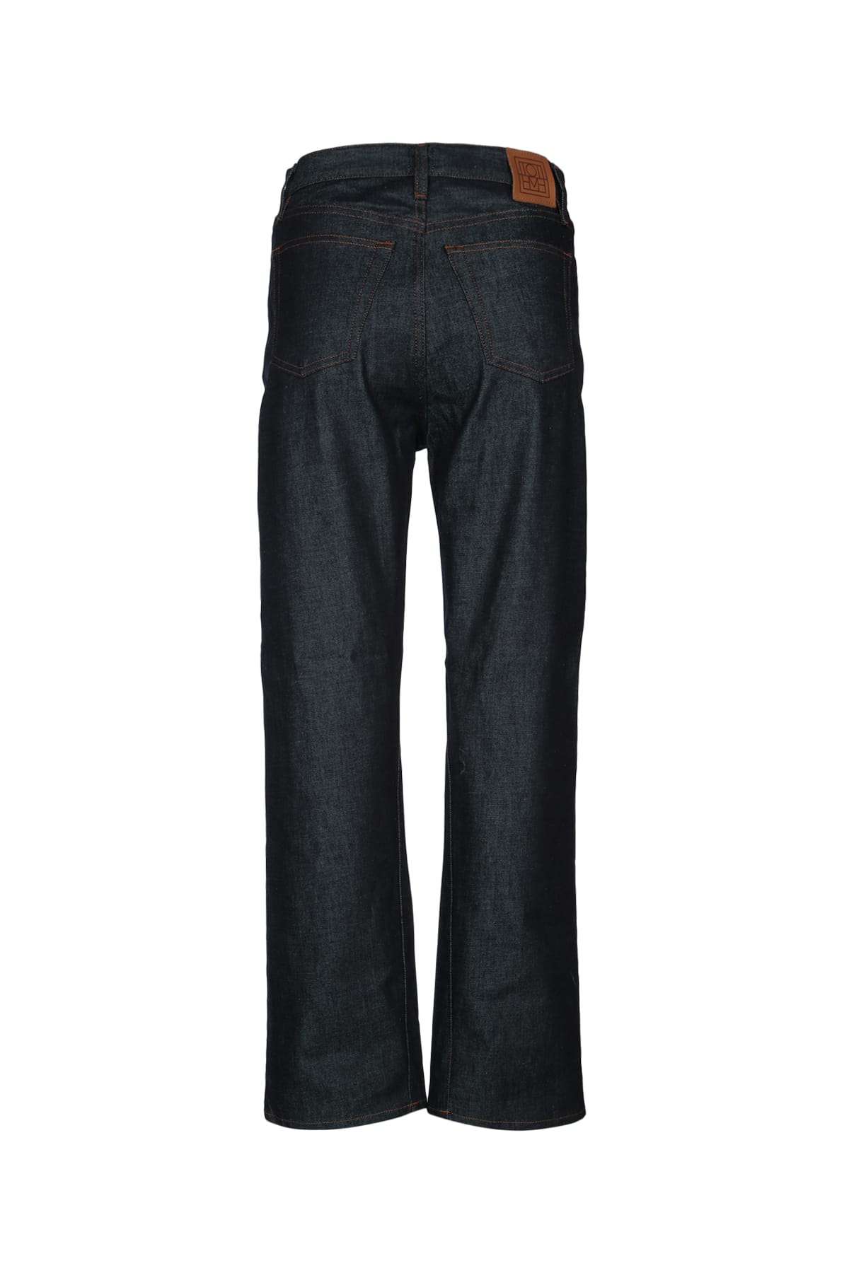 Totême Twisted Seam Denim Full Length Rinsed Blue In Raw