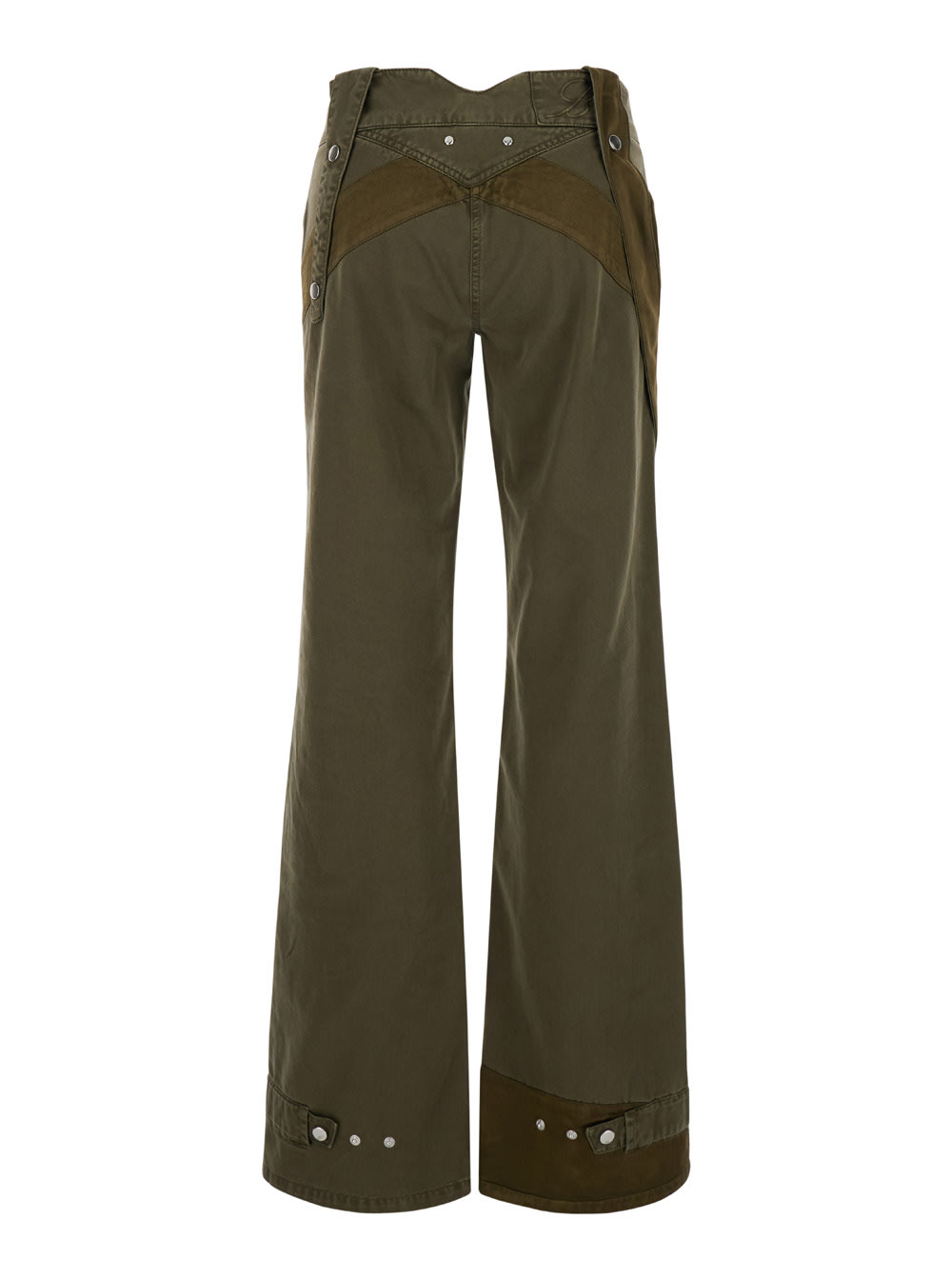 Shop Blumarine Cargo Trousers With Satin Inserts Military Green In Cotton Woman In Black