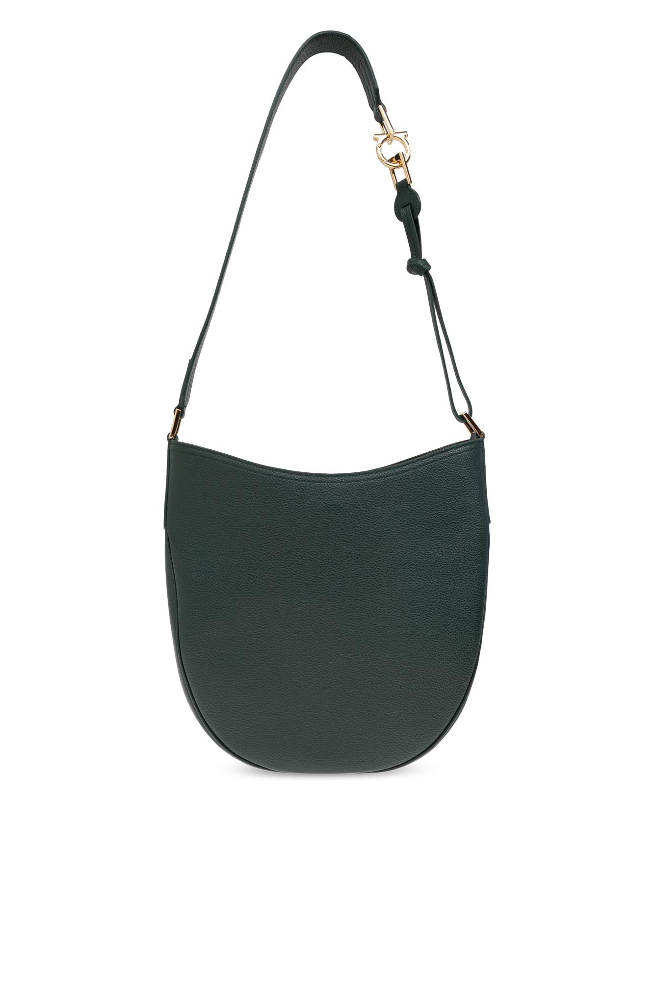 Ferragamo Medium Hobo North-south Leather Shoulder Bag In Green