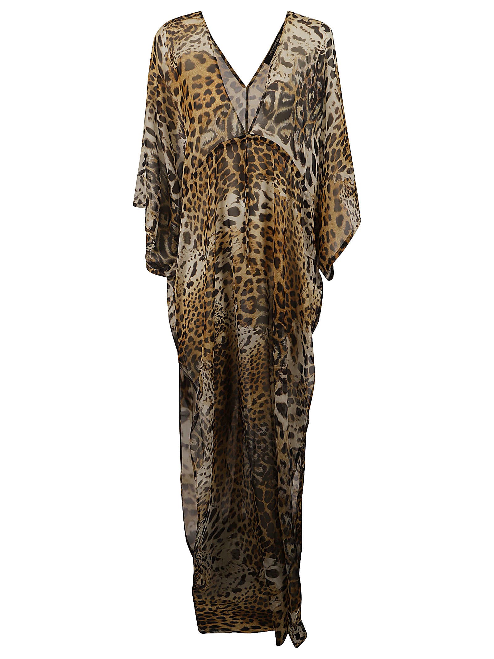 Shop Roberto Cavalli Animalier Print Loose Fit Long Dress In Natural