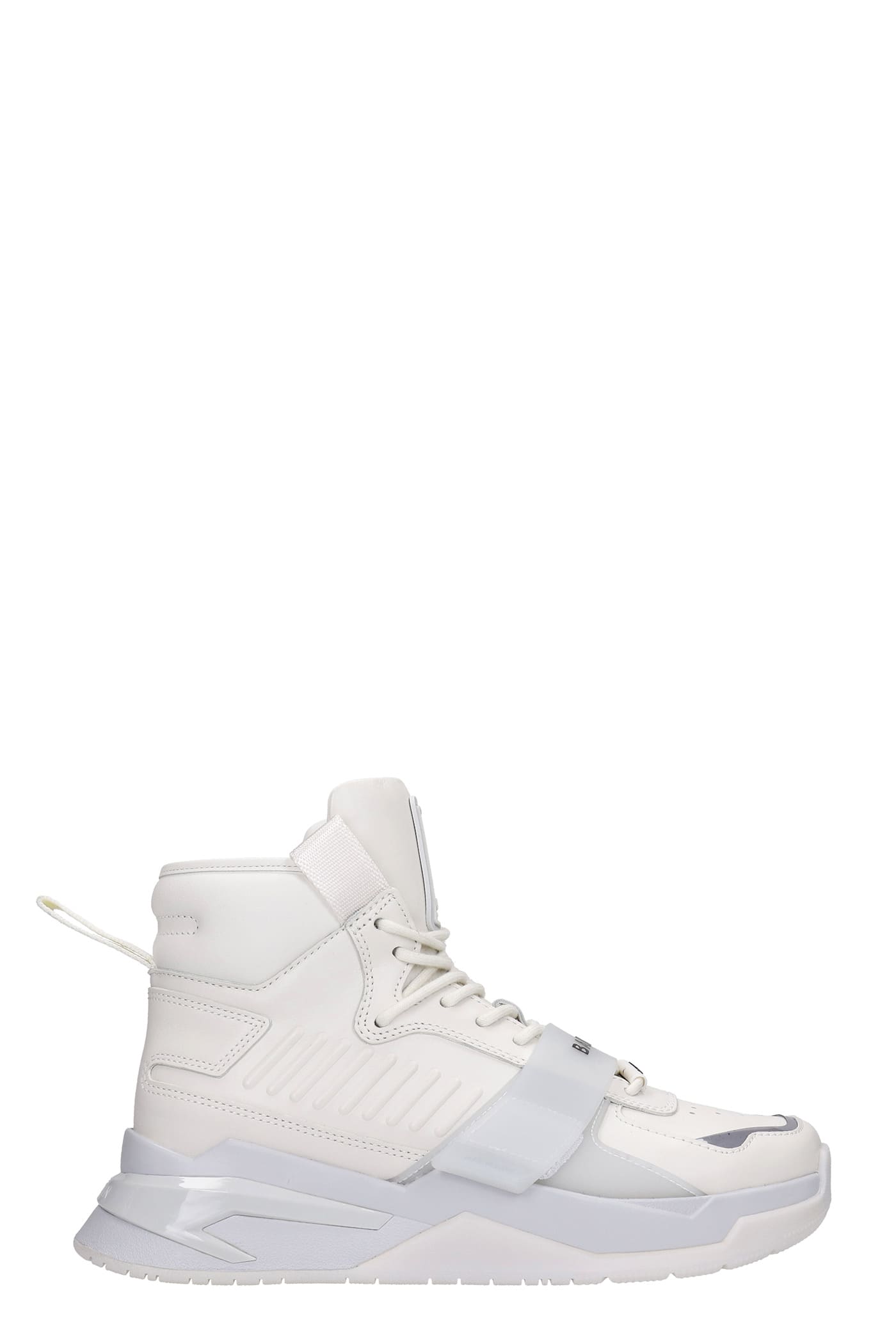 Balmain B-ball Strap Sneakers In White Leather