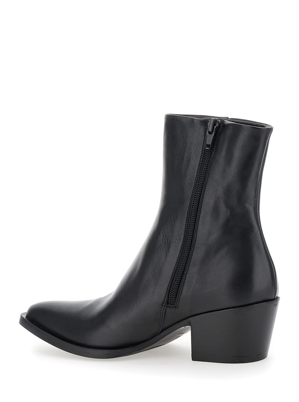 STRATEGIA SPECTRA BLACK ANKLE BOOTS IN LEATHER WOMAN