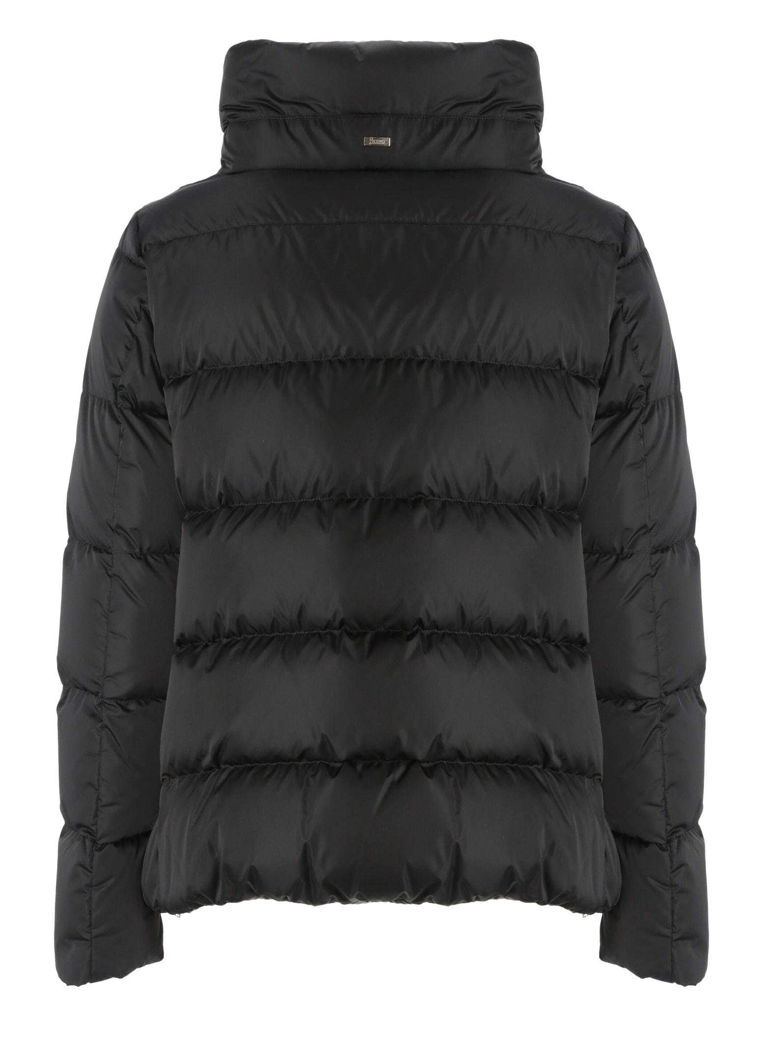 Herno High-neck Drawstring Padded Jacket In Black