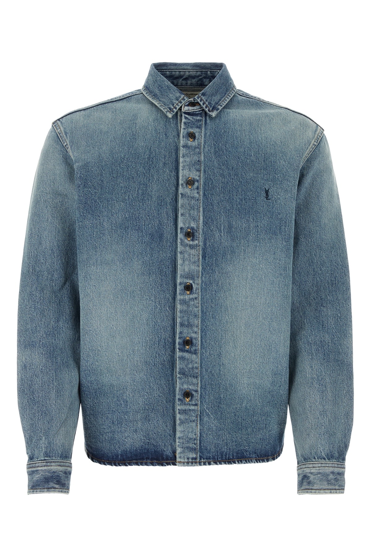 Saint Laurent Cassandre' Blue Cotton Shirt In Multi