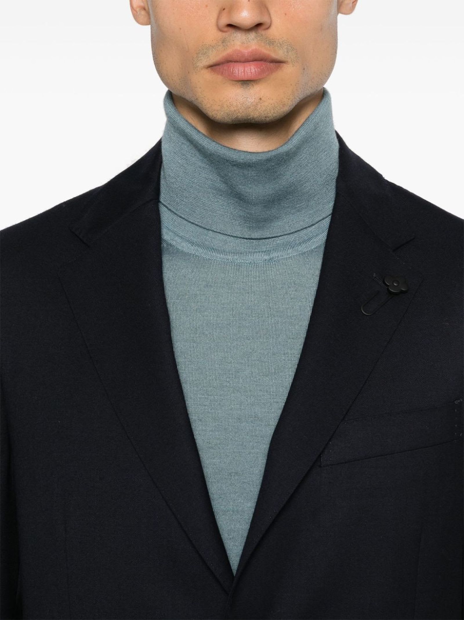 Shop Lardini Oxford Blue Virgin Wool Blazer