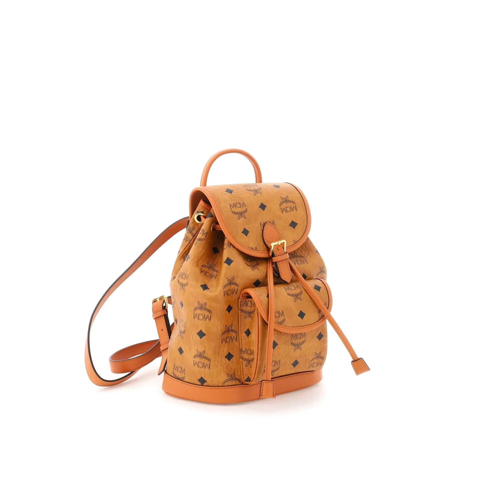 Mini Aren Drawstring Backpack in Visetos Cognac
