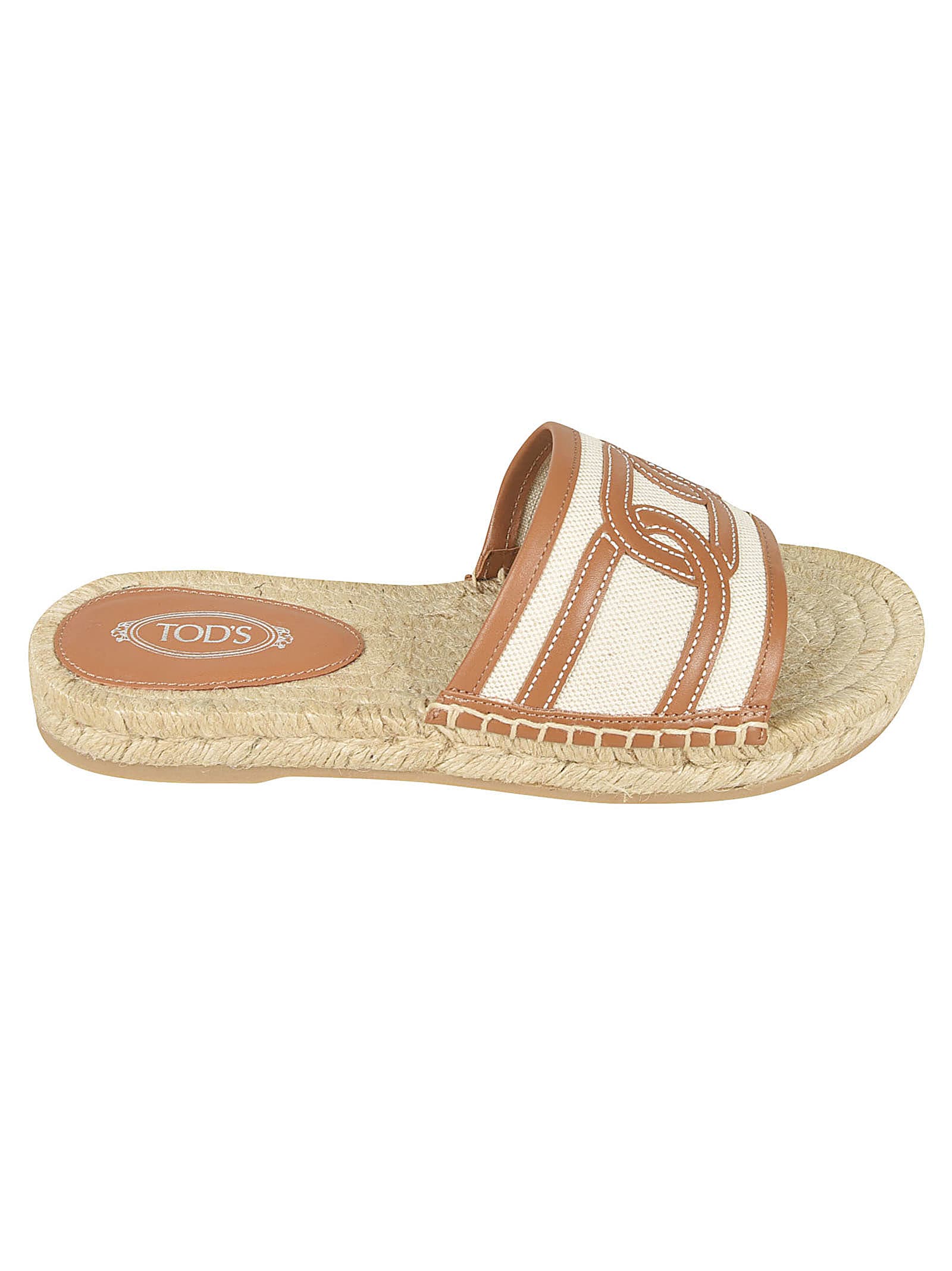 Shop Tod's Catena Patched Rafia Sandals In Neutral