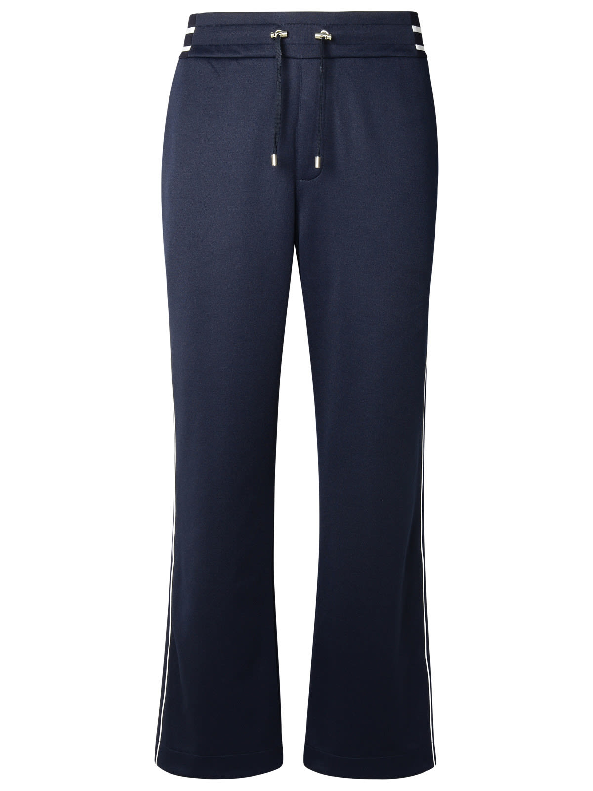 Shop Balmain Blue Cotton Blend Trousers