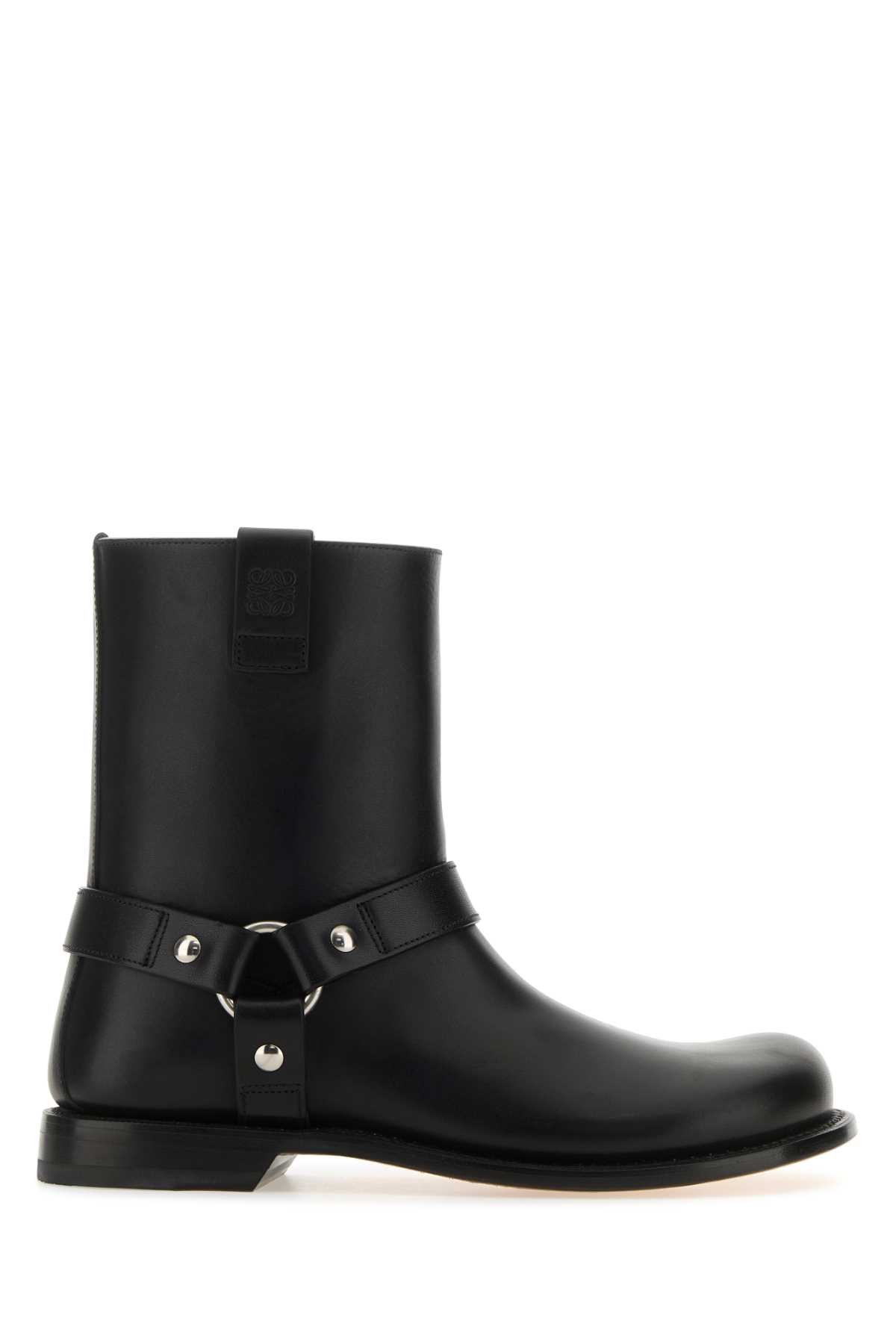 Shop Loewe Black Leather Campo Biker Boots