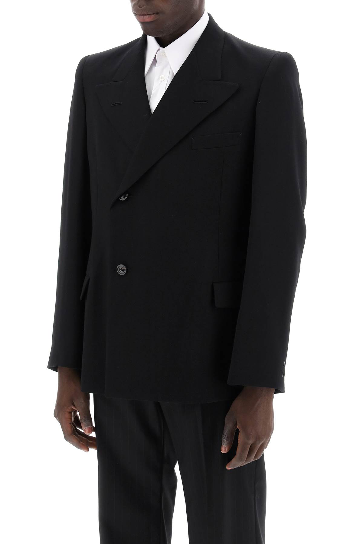 Shop Maison Margiela Double-breasted Wool Jacket In Black (black)