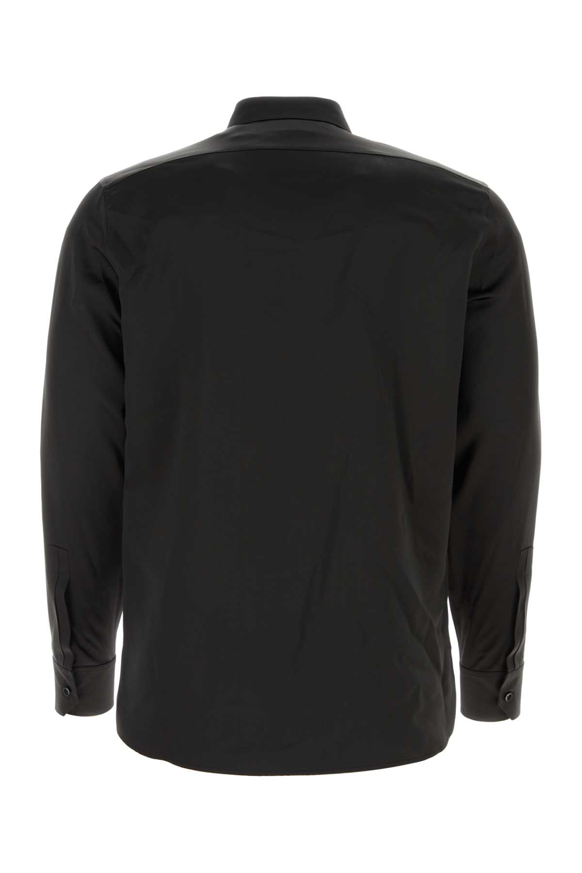 Shop Saint Laurent Black Satin Shirt In Noir