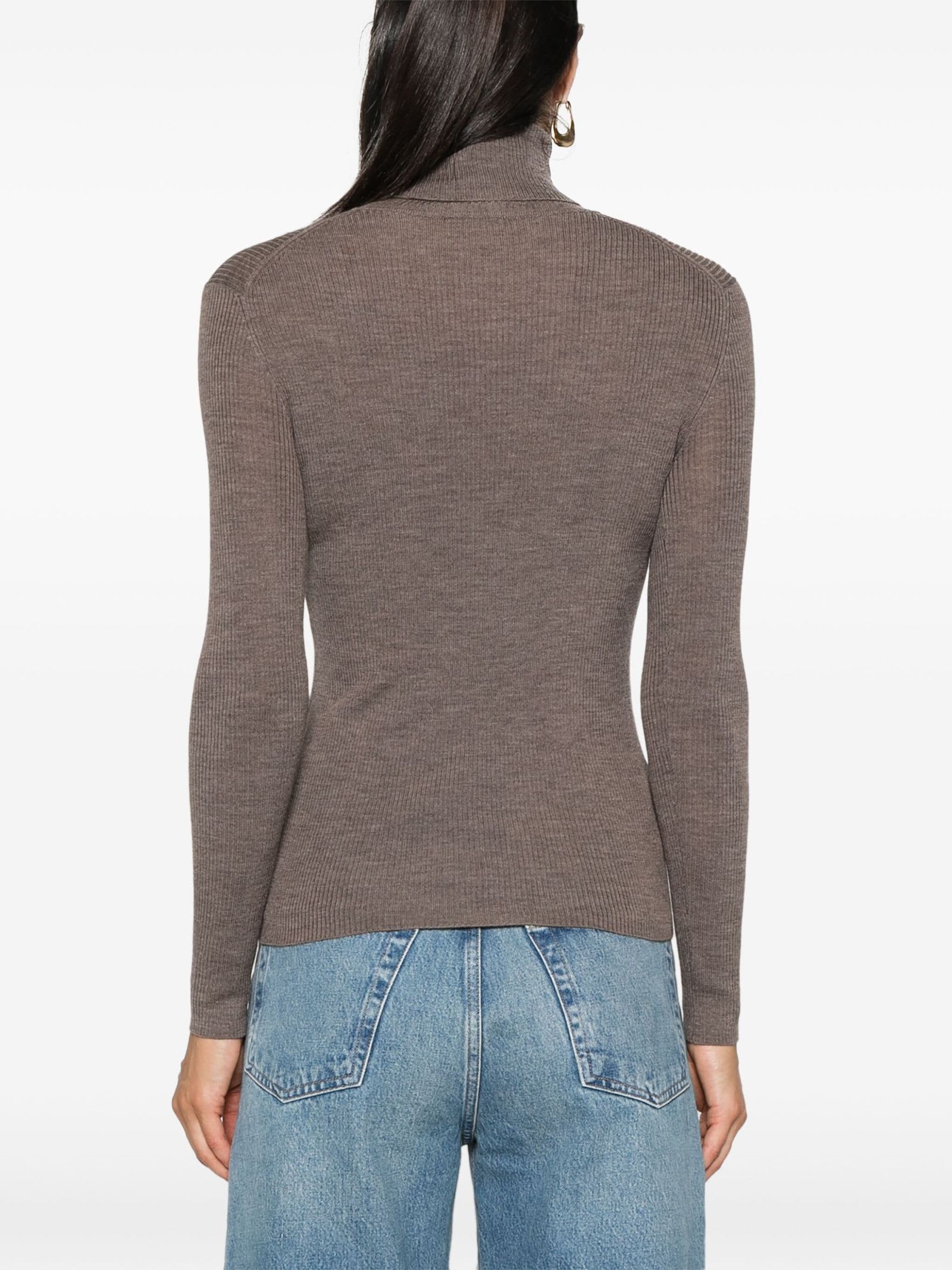 Shop P.a.r.o.s.h Taupe Brown Wool Sweater In Beige