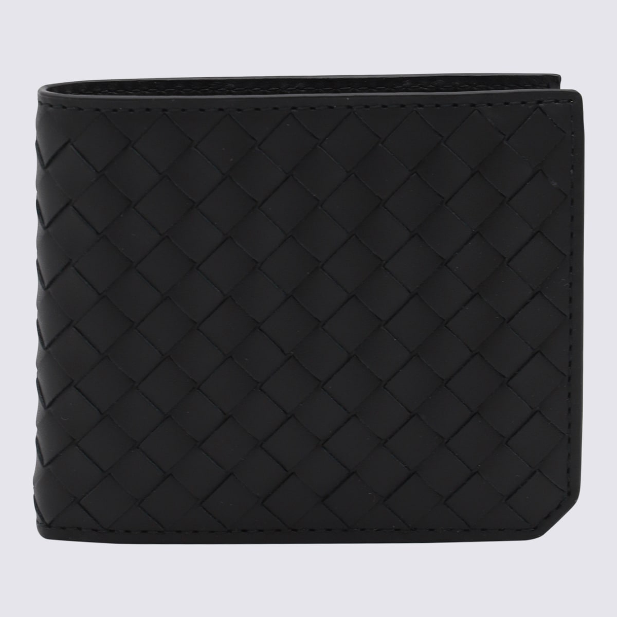 Shop Bottega Veneta Black And Silver Leather Wallet