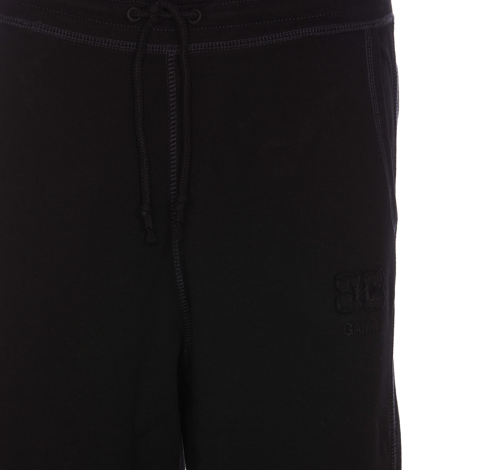 Shop Ganni Light Isoli Cuffed Pants In Black