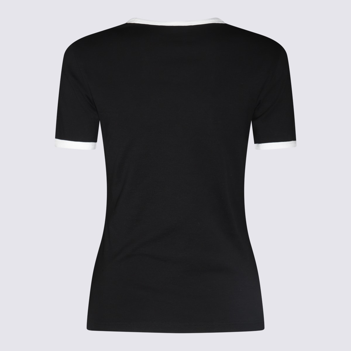 Shop Courrèges Black Cotton T-shirt In Black/heritage White