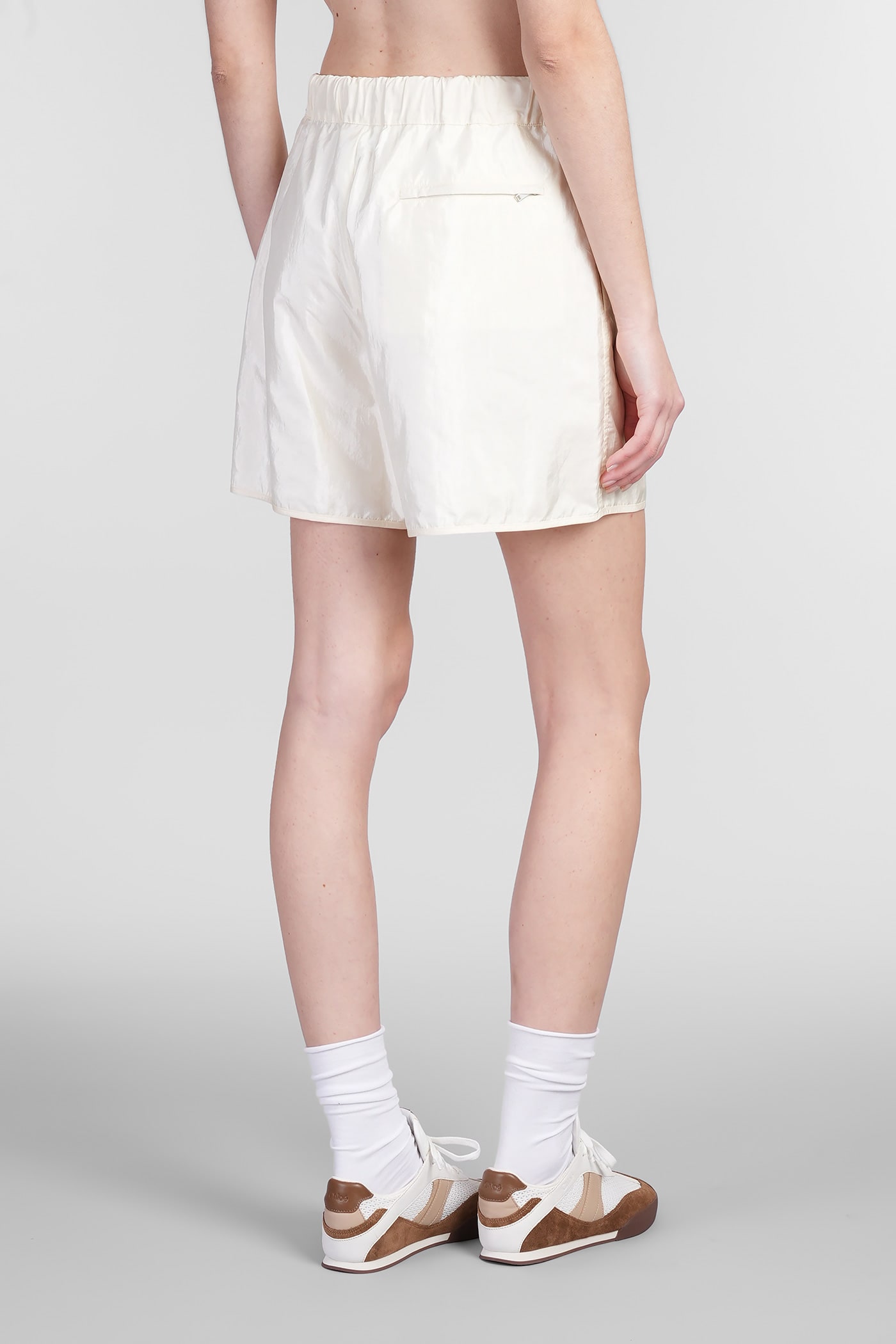 Shop Jil Sander Trousers 256 Short Shorts In Beige Polyamide