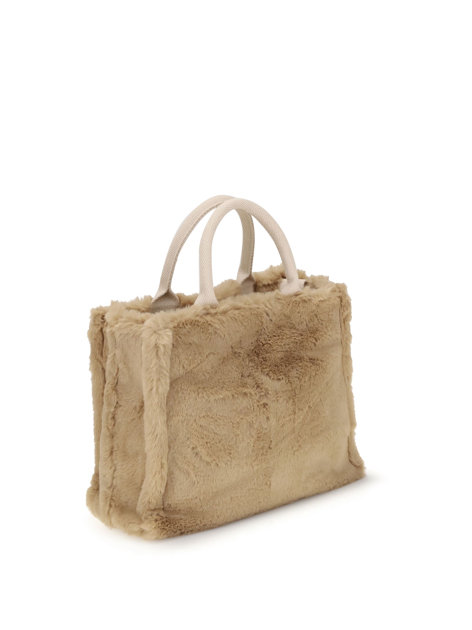 Marni Beige Fur Shopper Bag With Handles