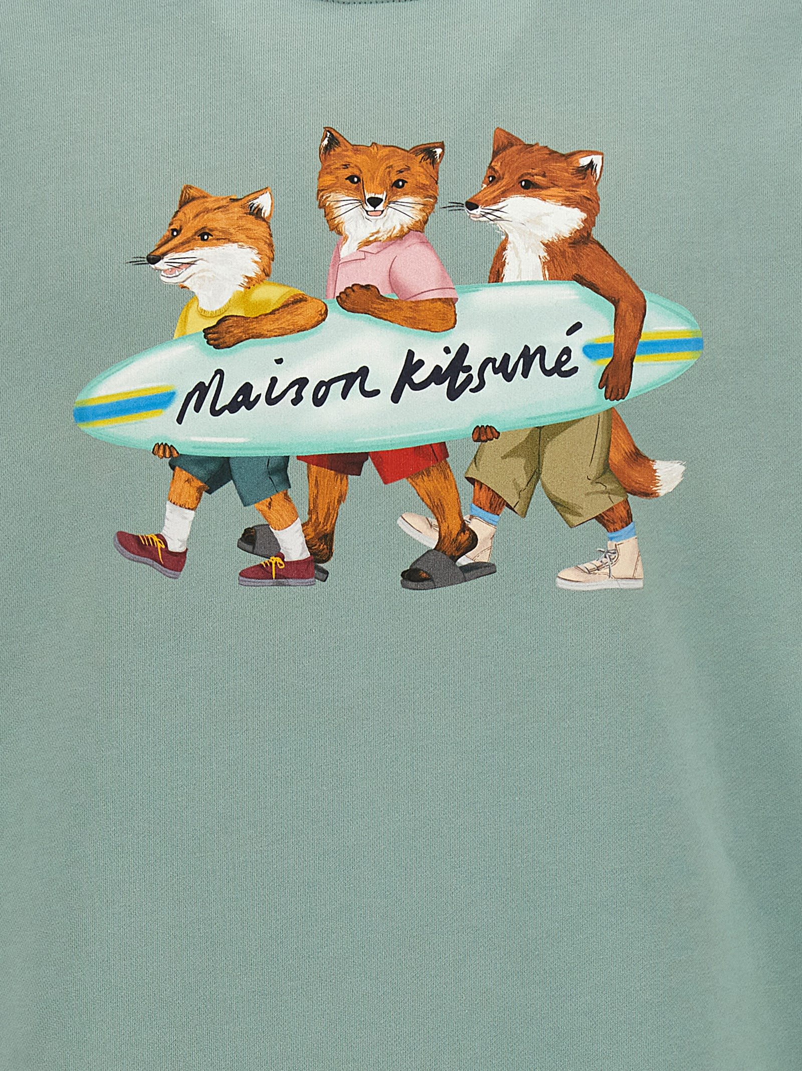 Shop Maison Kitsuné Surfing Fox Sweatshirt In Light Blue