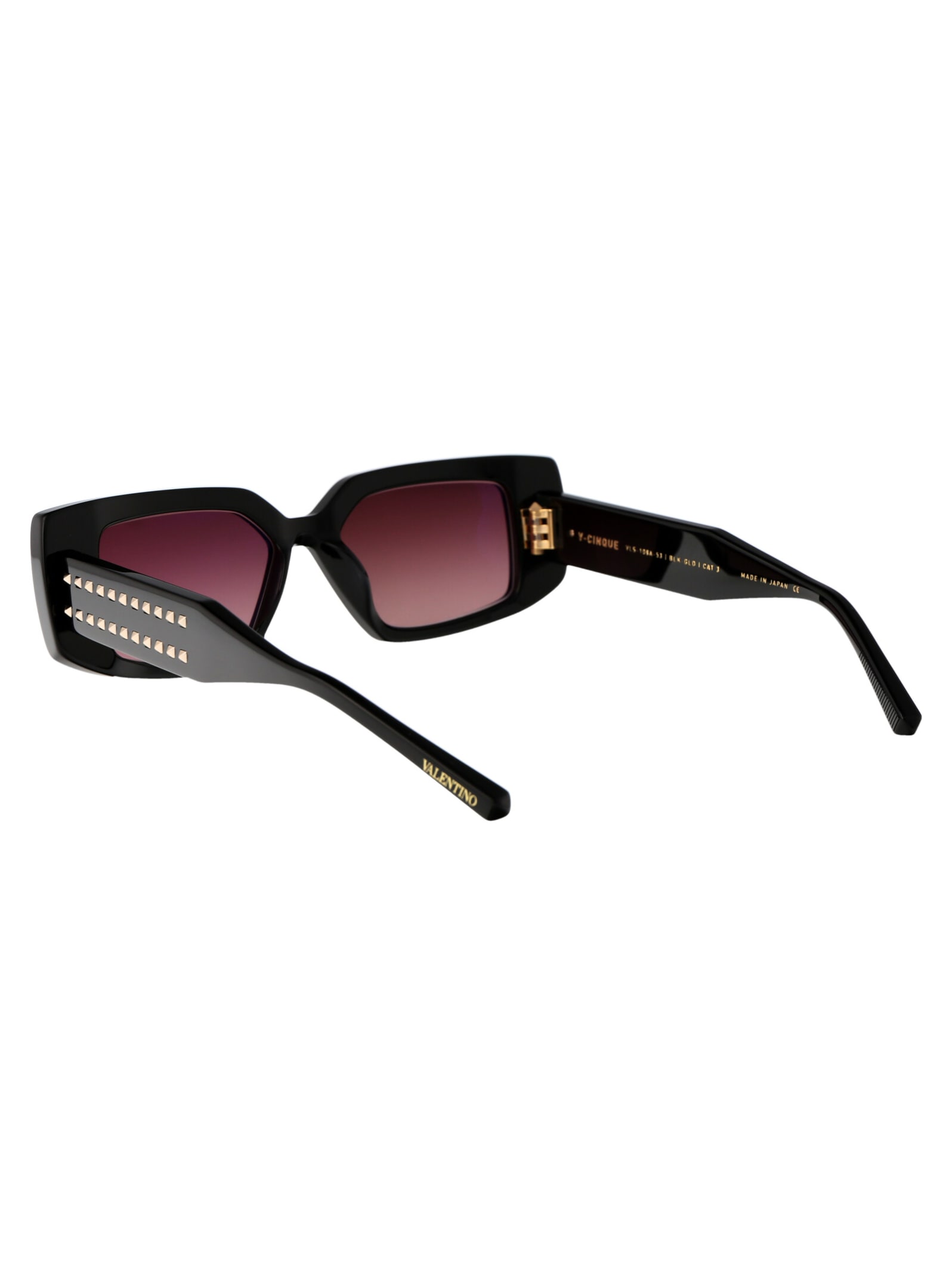 Shop Valentino V - Cinque Sunglasses In 108a Blk - Gld