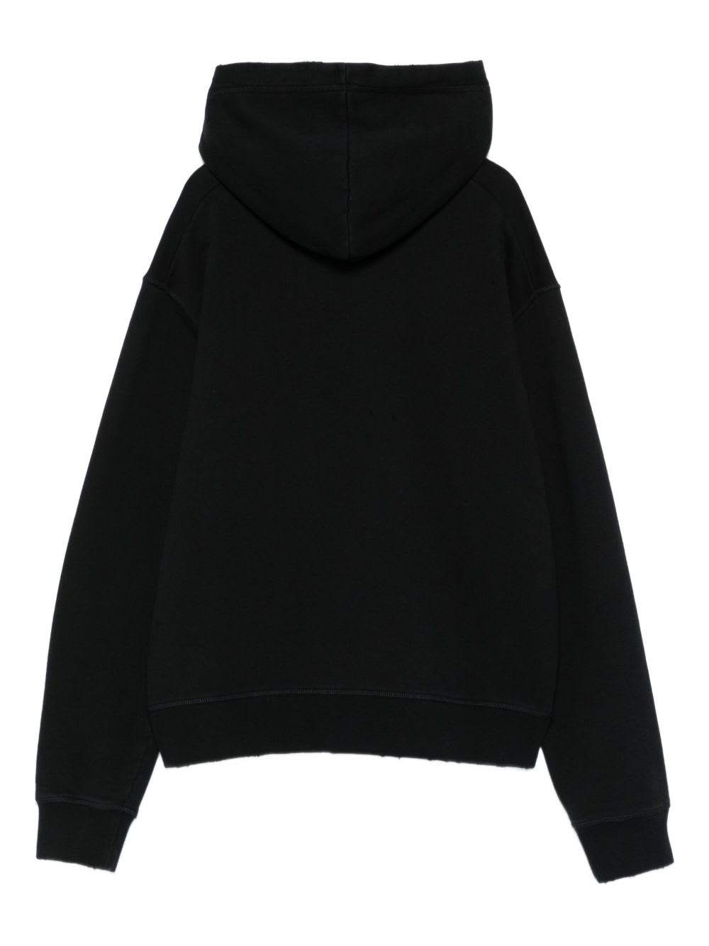 Dsquared2 Cotton Hoodie With Logo And Drawstring In Black