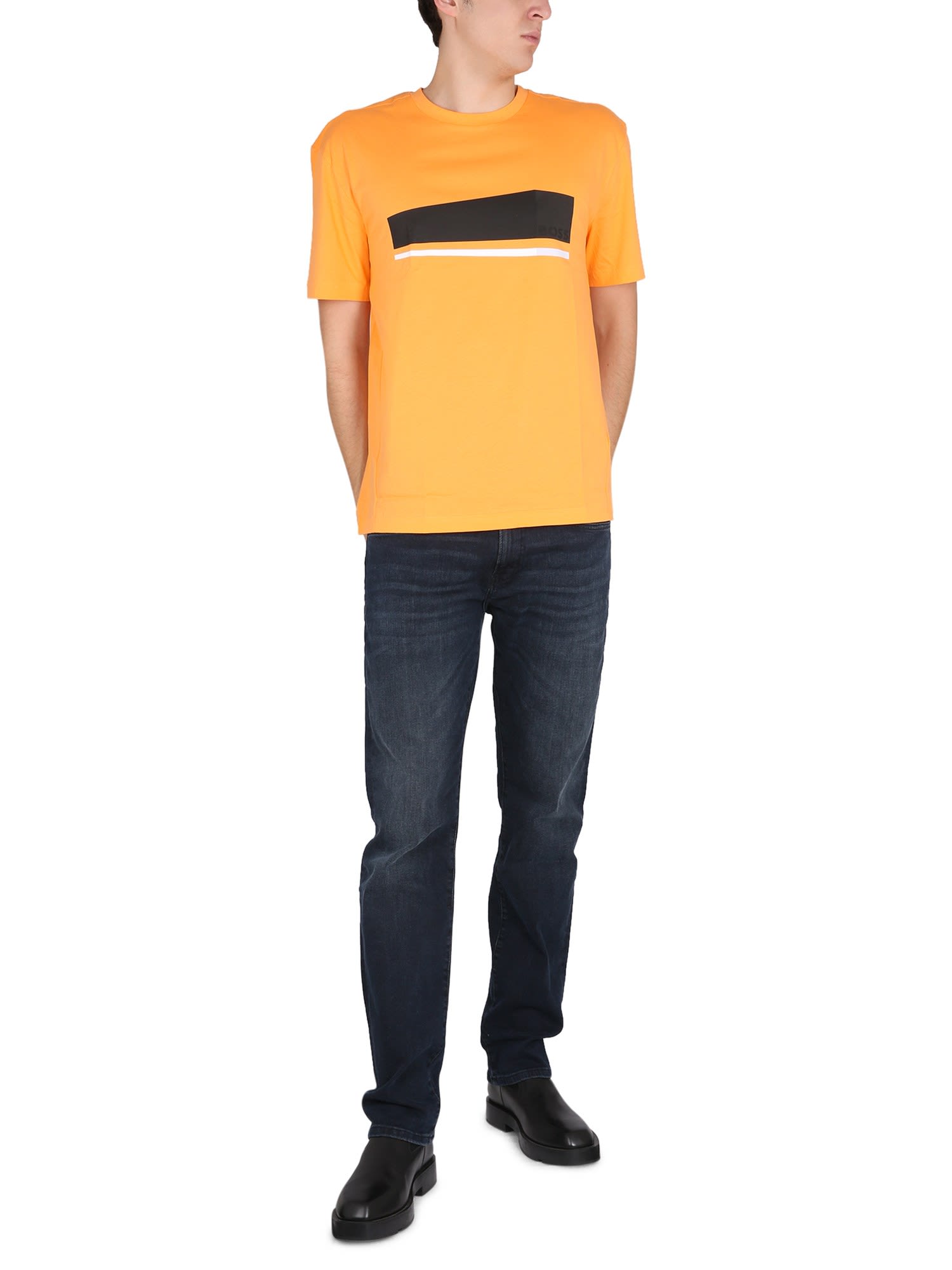 | ModeSens T-shirt Logo Boss Print In Hugo Orange