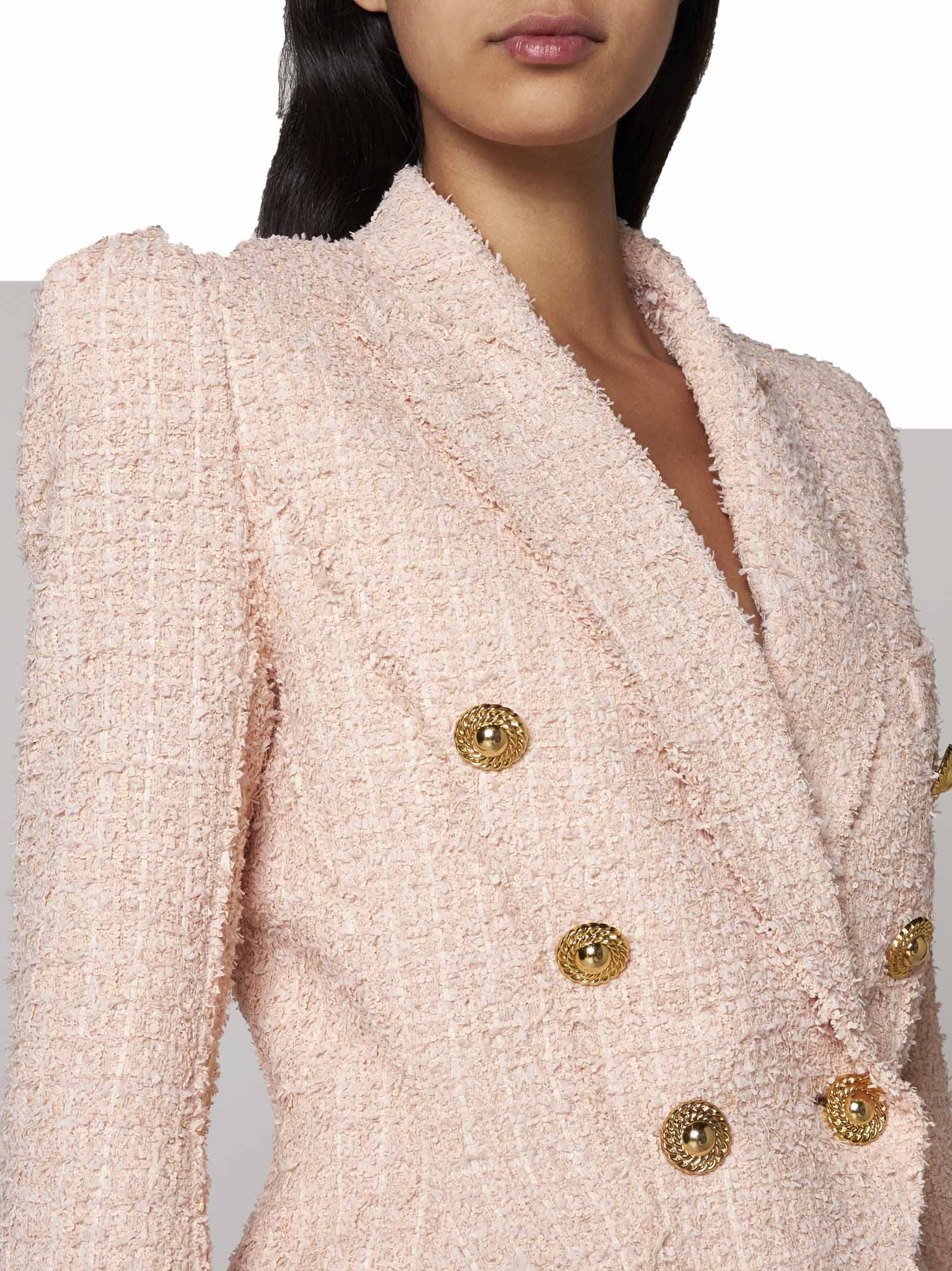 Shop Balmain Blazer In Nude Rosè