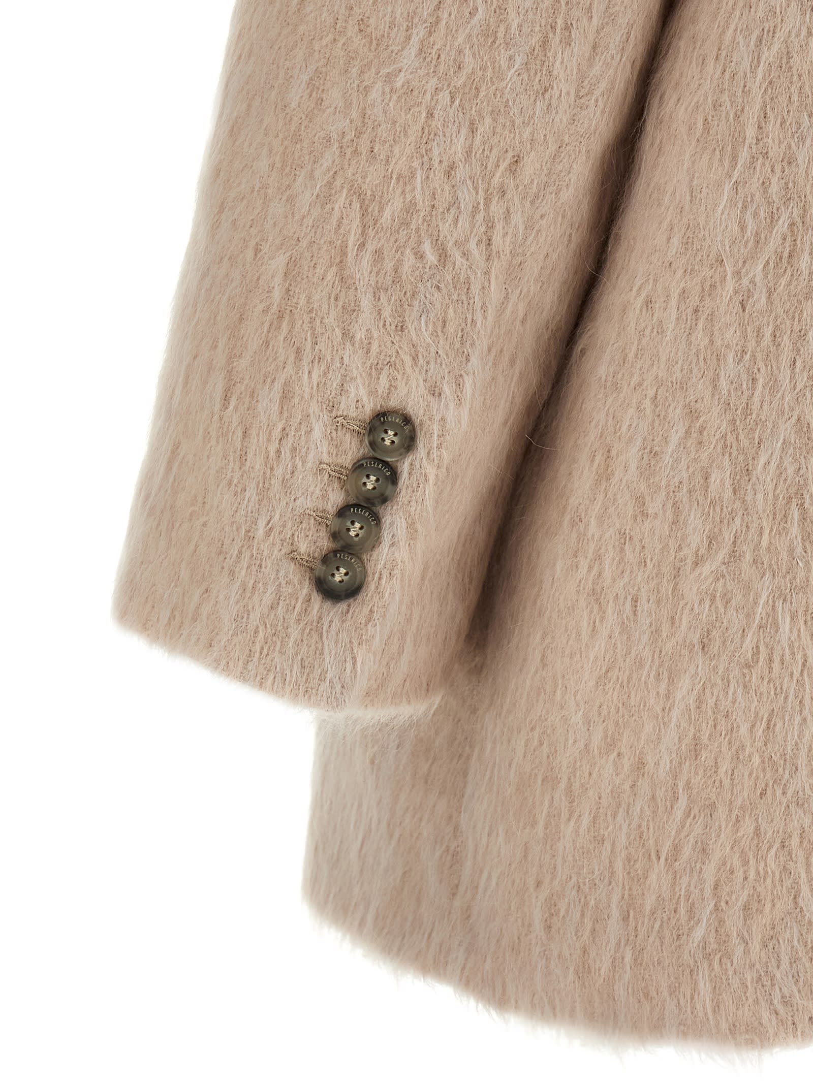 Peserico Alpaca And Wool Striped Single-breasted Blazer In Neutral