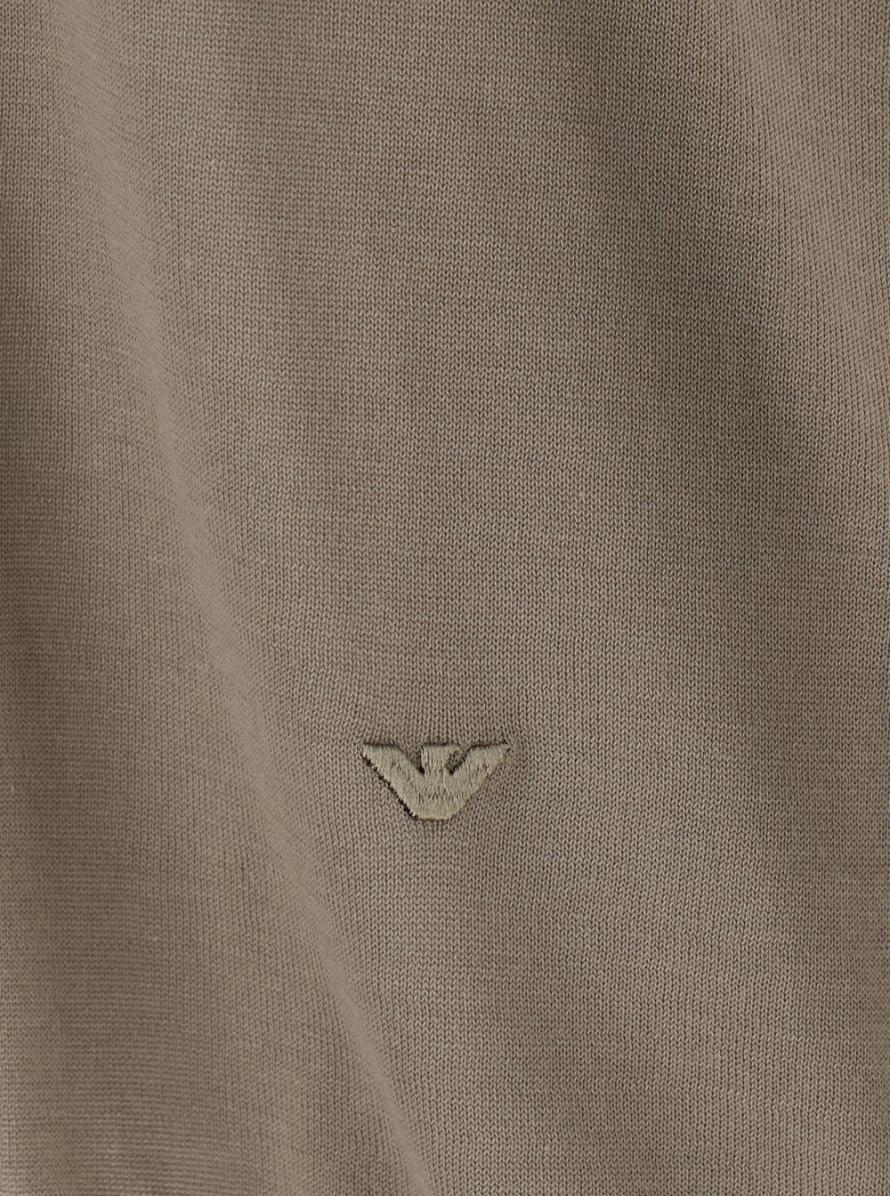 Emporio Armani Brown Crewneck T-shirt With Logo Embroidery Detail In Roasted Cashmere