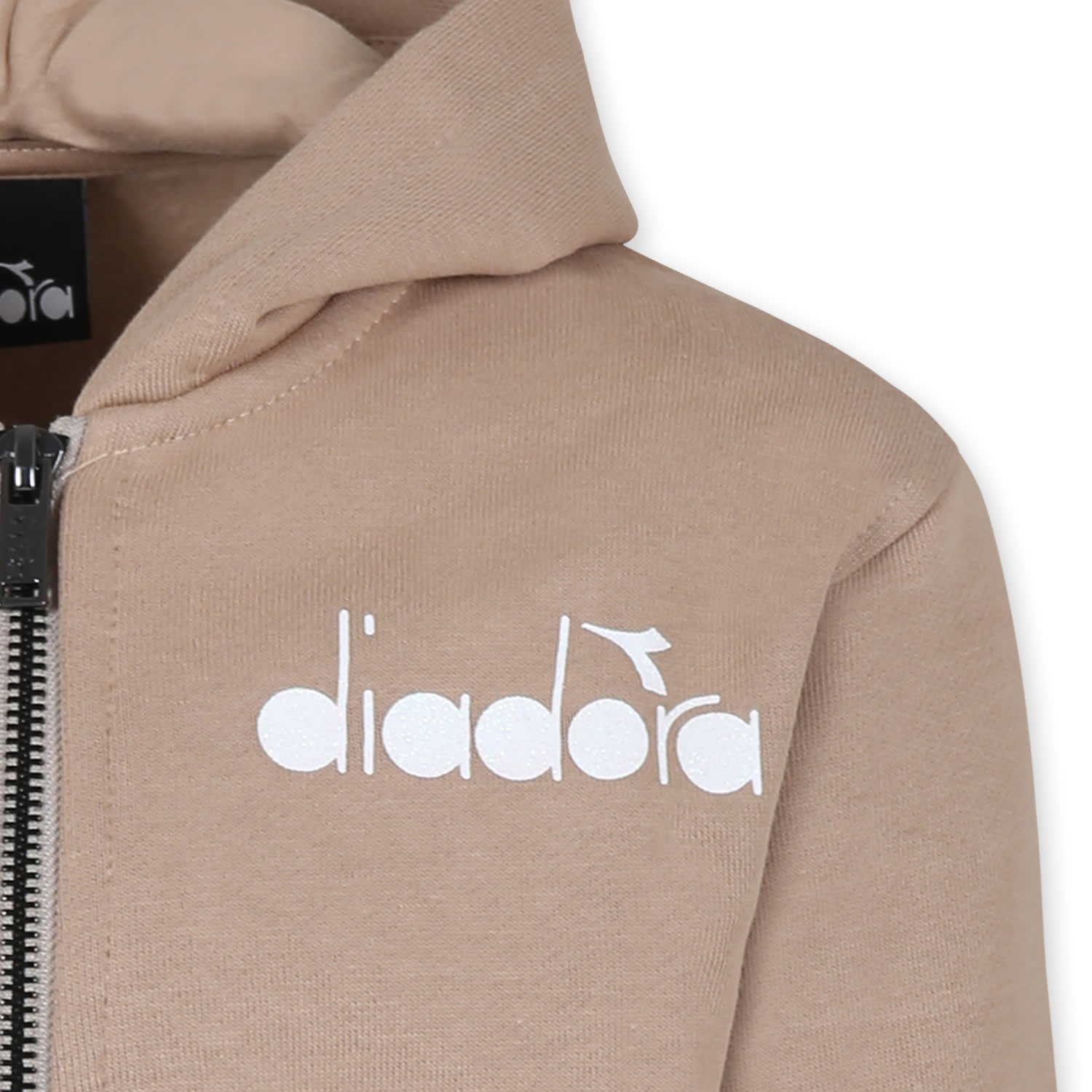 Shop Diadora Beige Sweatshirt For Girl With Logo