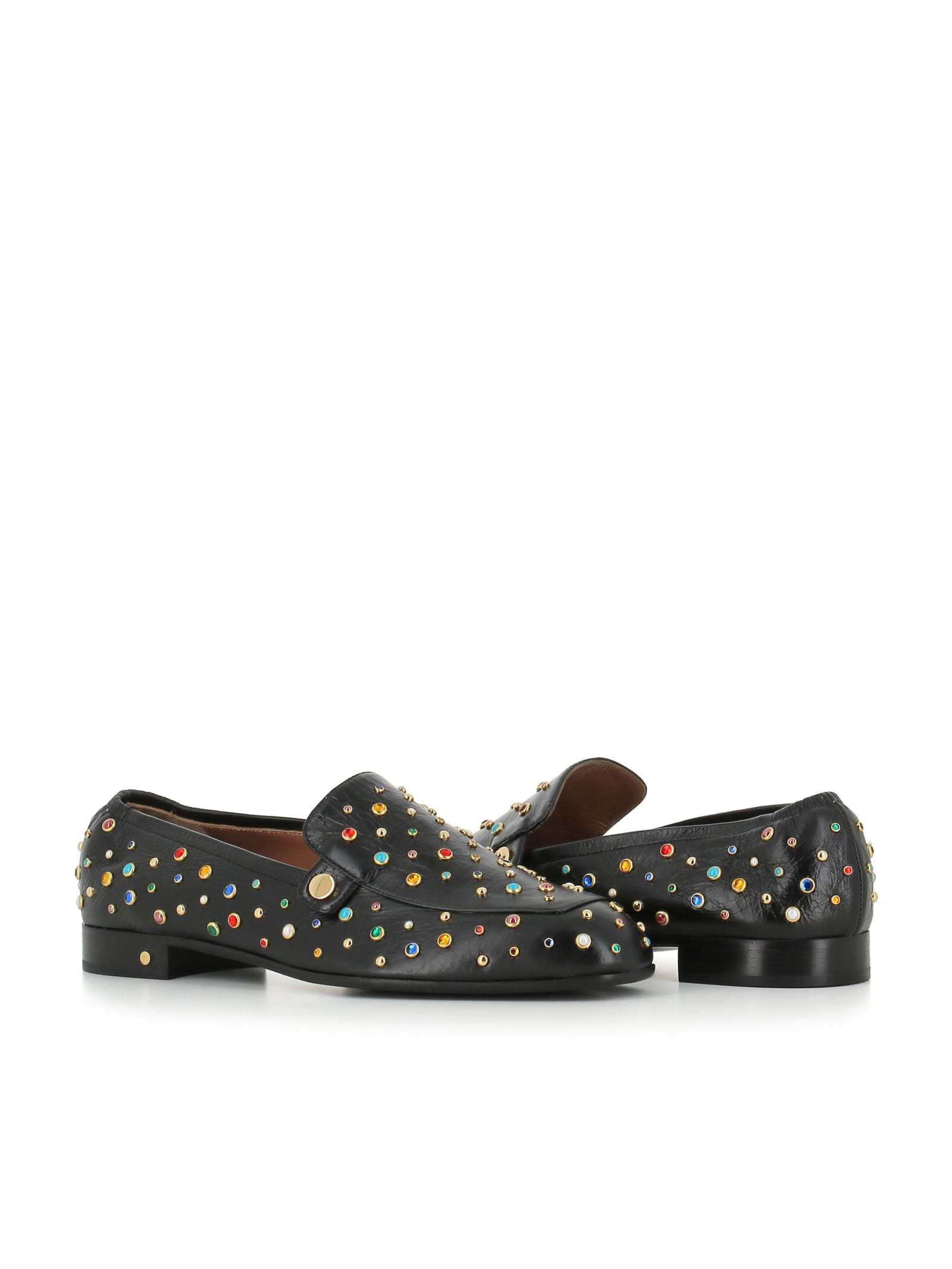 Laurence Dacade Crystal-embellished Leather Loafers In Multicolor