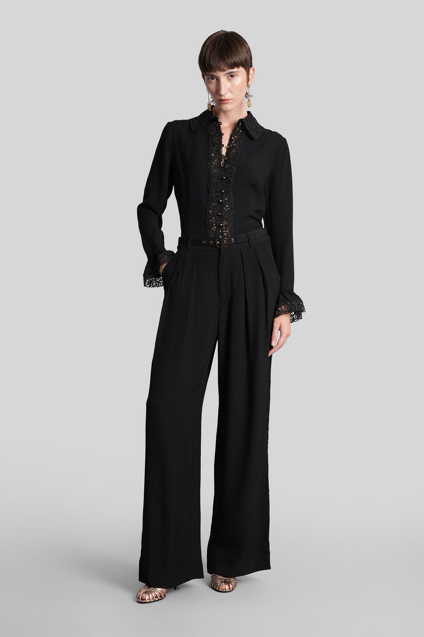 Zimmermann Pleated Trousers With Belt In Black
