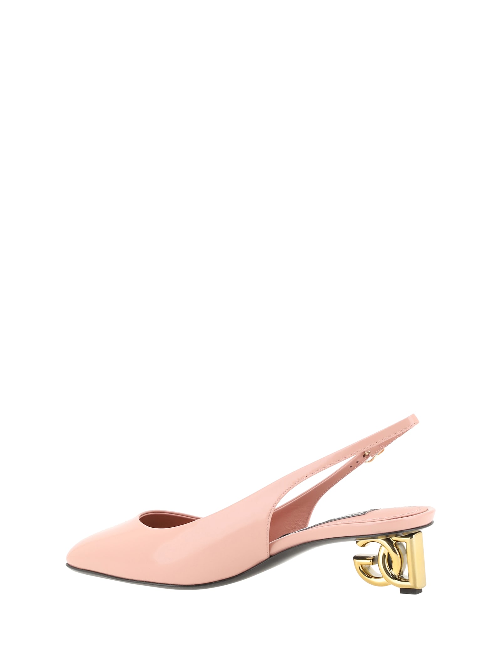 Dolce & Gabbana Pink Décolleté With Dg Logo On The Heel In Shiny Leather Woman In Rosa