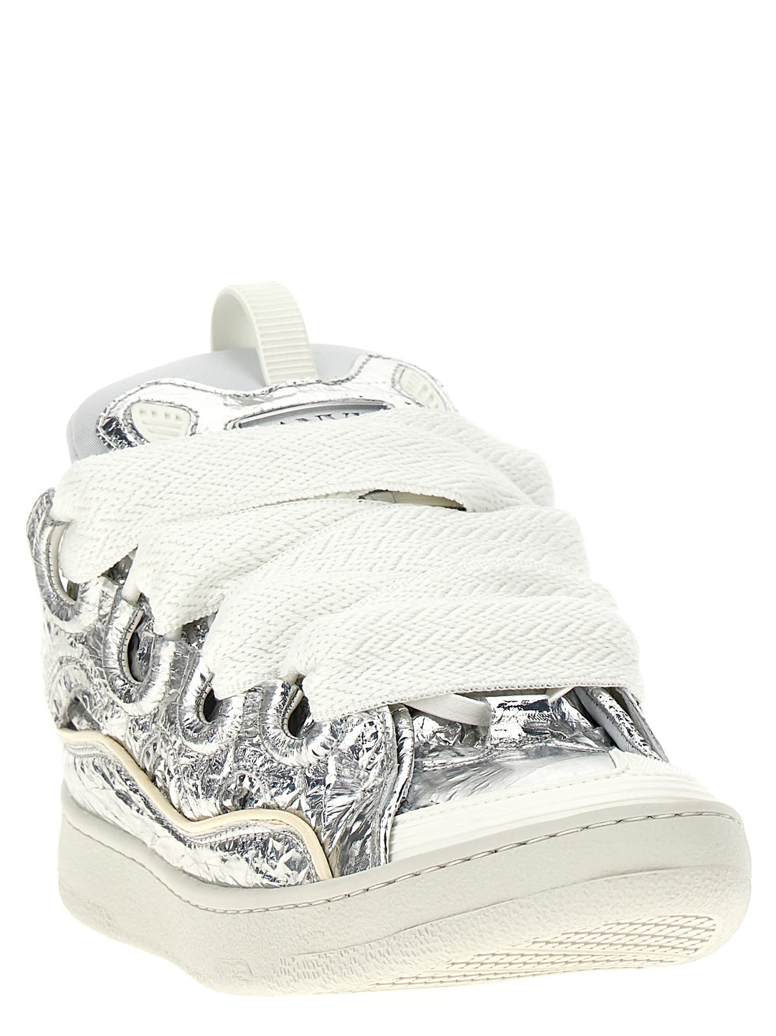 Shop Lanvin Curb Sneakers In Silver