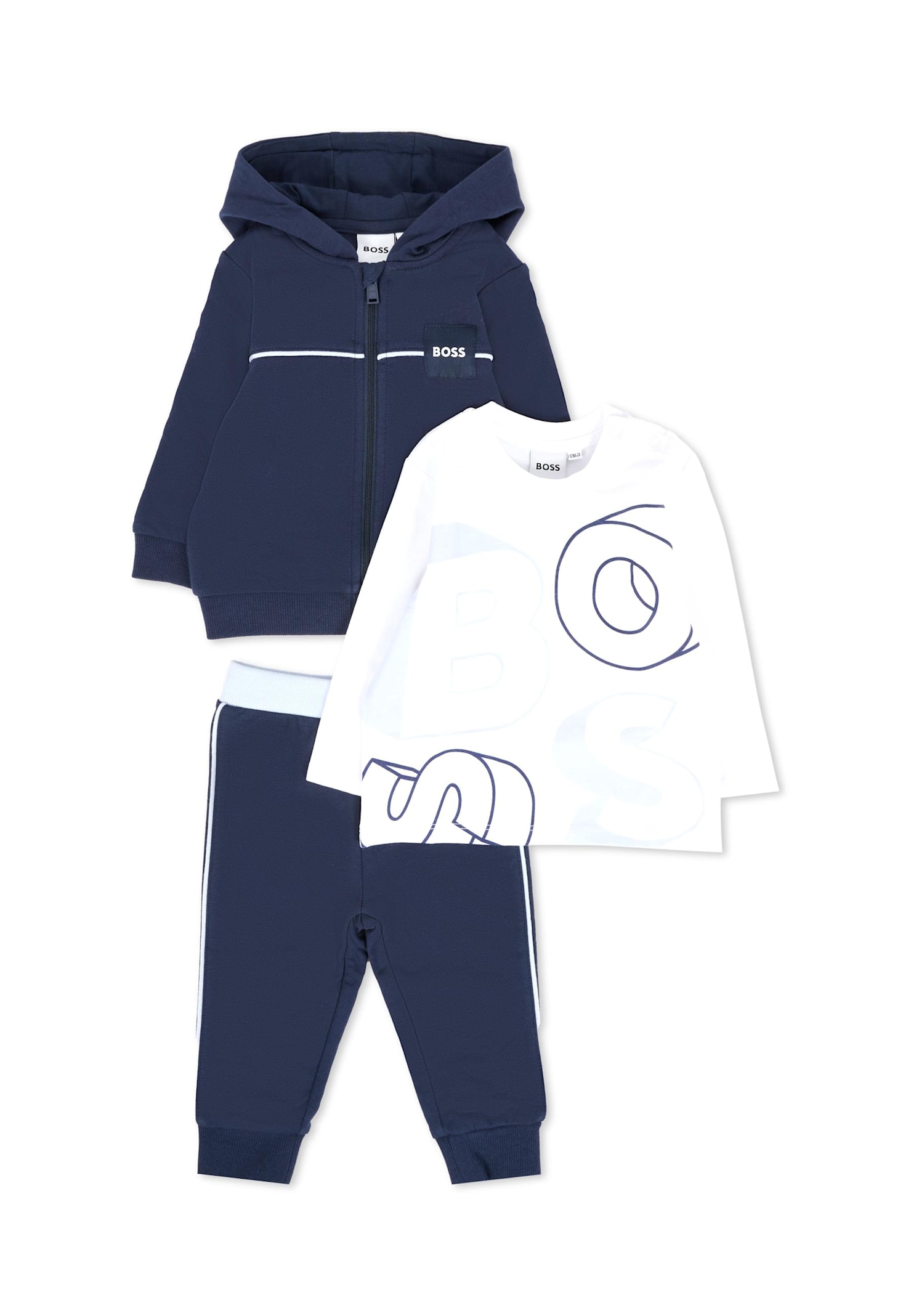 Hugo Boss Blue Set For Baby Boy With Logo In Blue