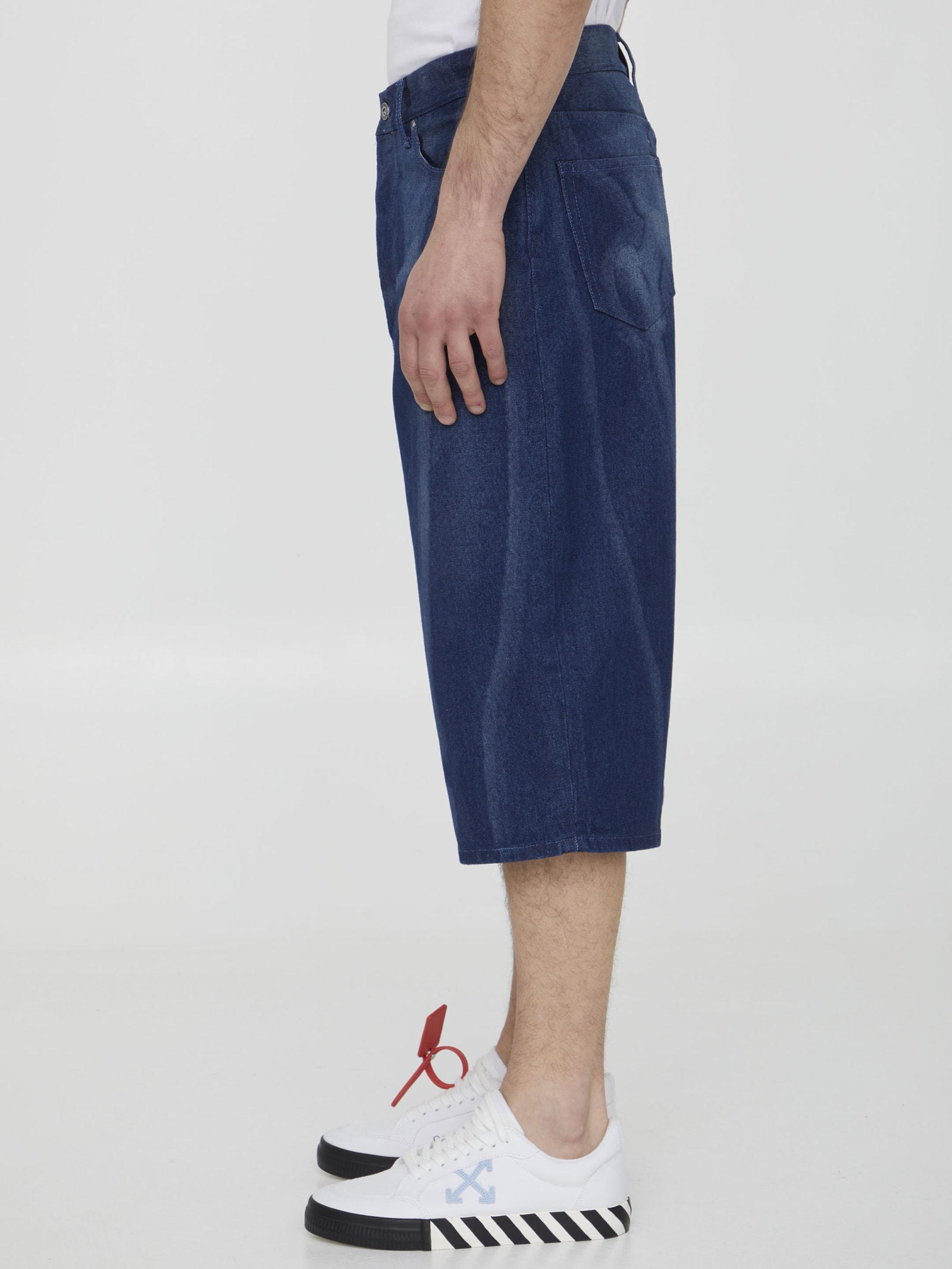 Shop Off-white Body Scan Bermuda Shorts In Blue