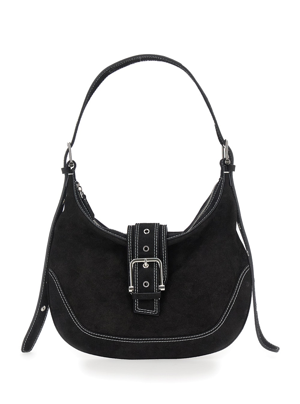 OSOI mid Hobo Brocle Black Shoulder Bag In Denim Woman