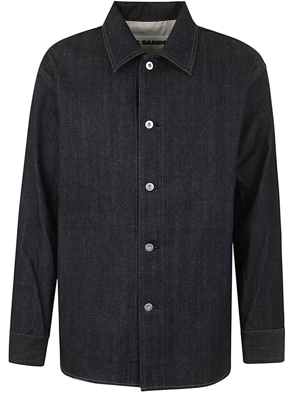 Shop Jil Sander W Denim Shirt 01 Regular Fit Overshirt In Dark Blue